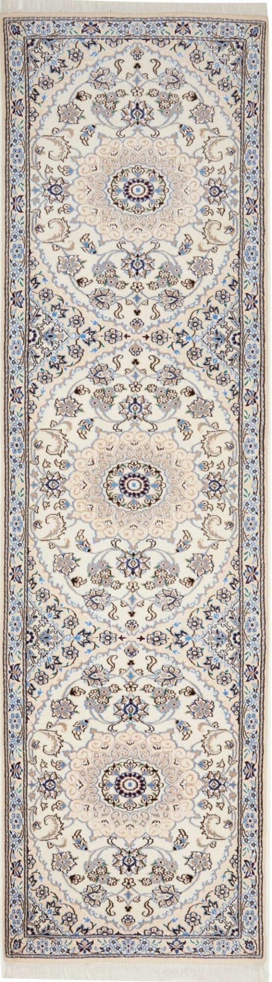 Exklusiver Nain Teppich 82 x 300cm, florales Muster, handgeknüpft