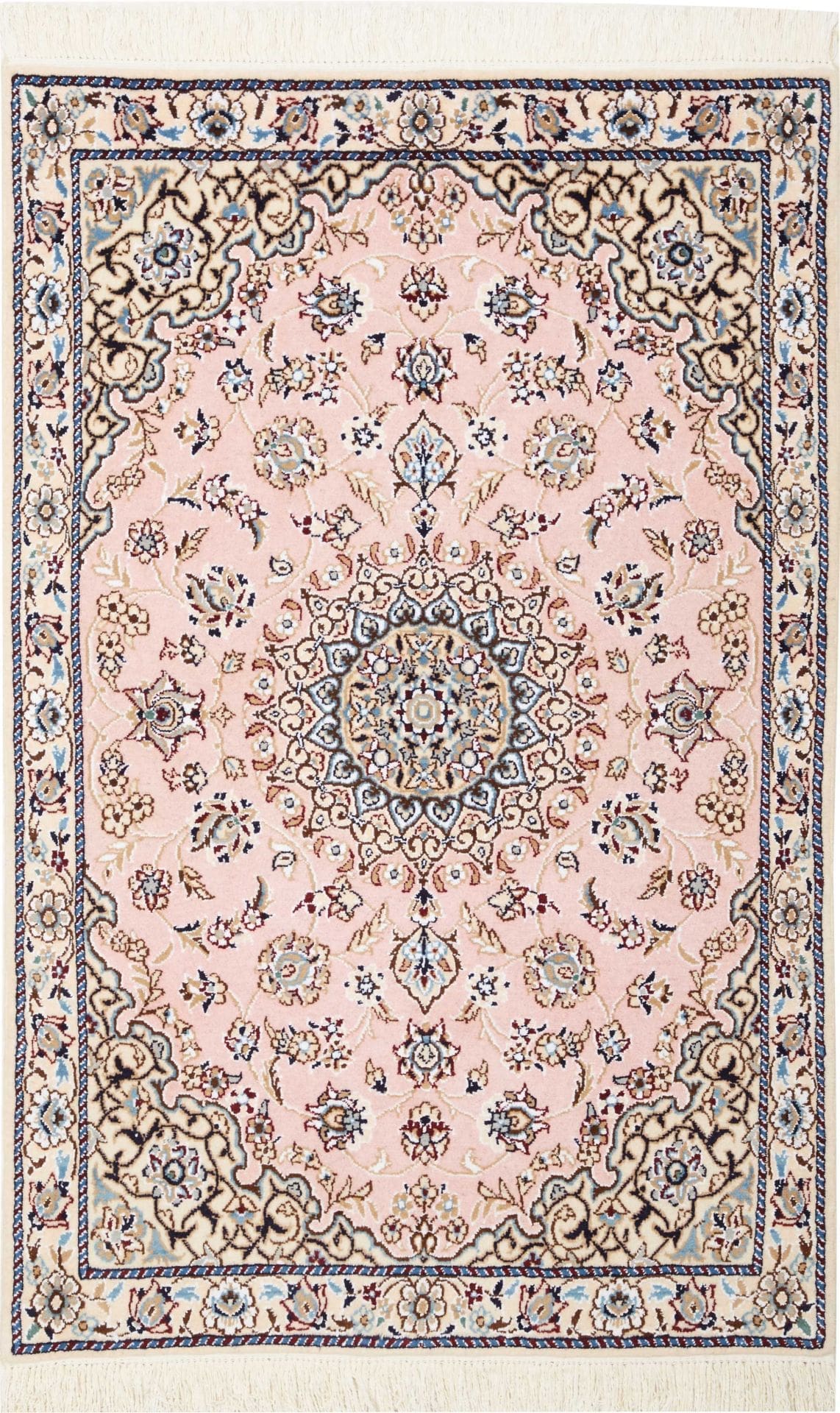 Exklusiver Nain Teppich 83 x 120cm, florale Muster, handgeknüpft