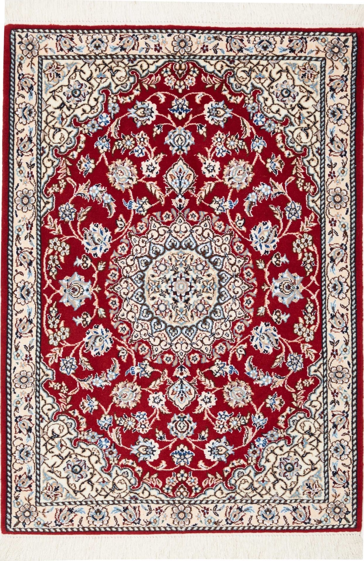 Exklusiver Nain Teppich 84 x 115cm, florales Muster, handgeknüpft