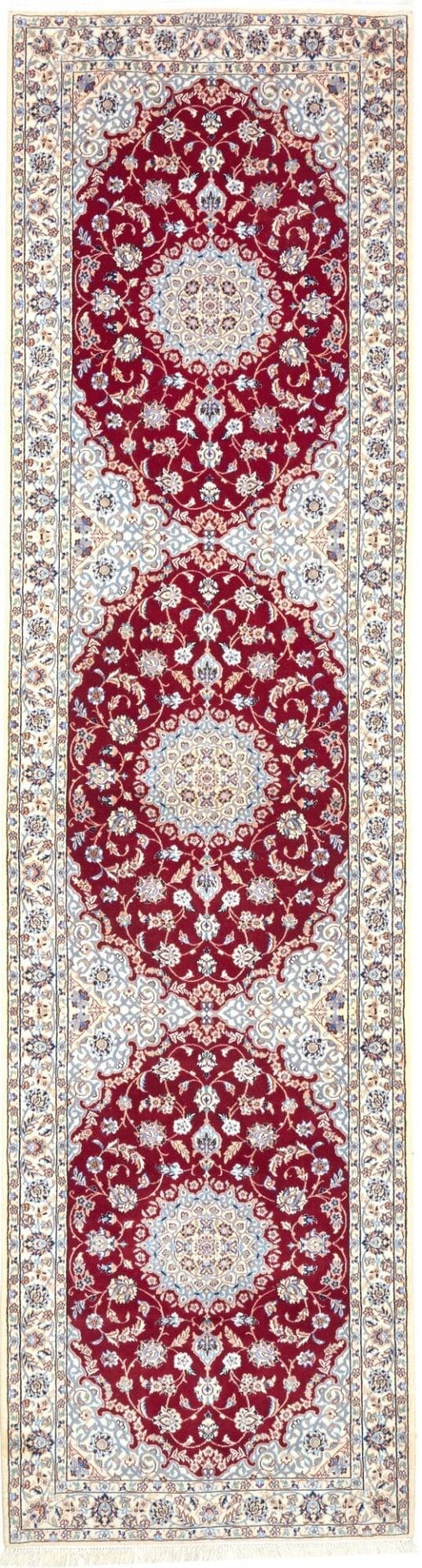 Exklusiver Nain Teppich 87 x 315 cm, florales Design, handgeknüpft