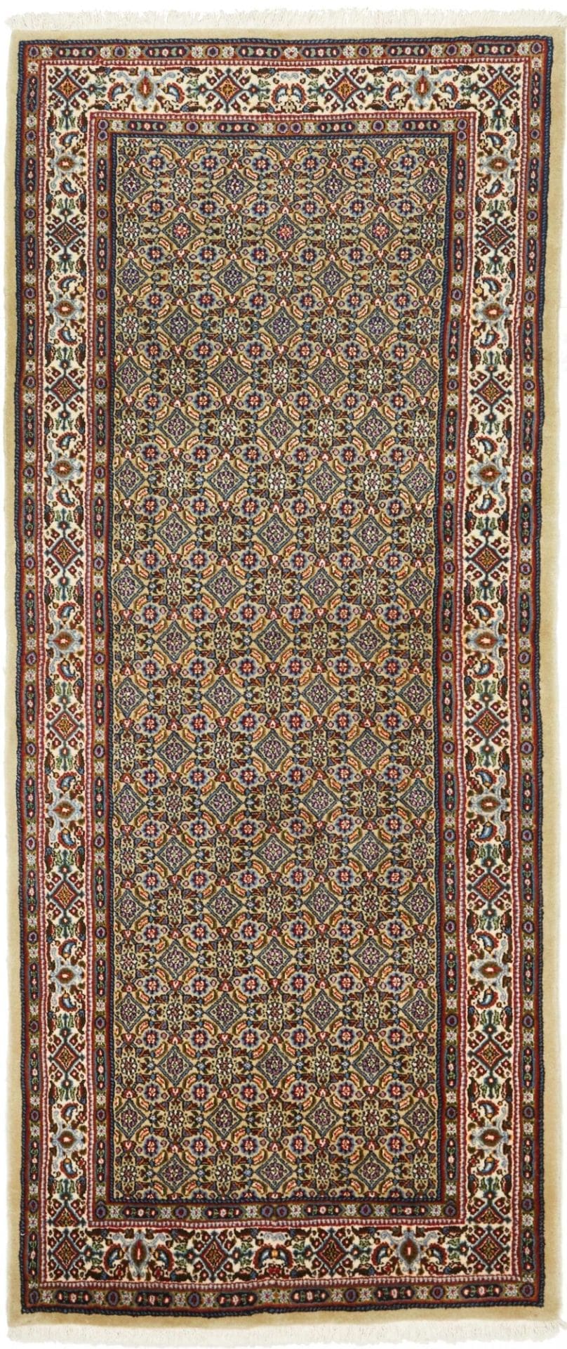 Floraler Moud Teppich 81 x 198cm aus Schurwolle, handgeknüpft, Perserteppich