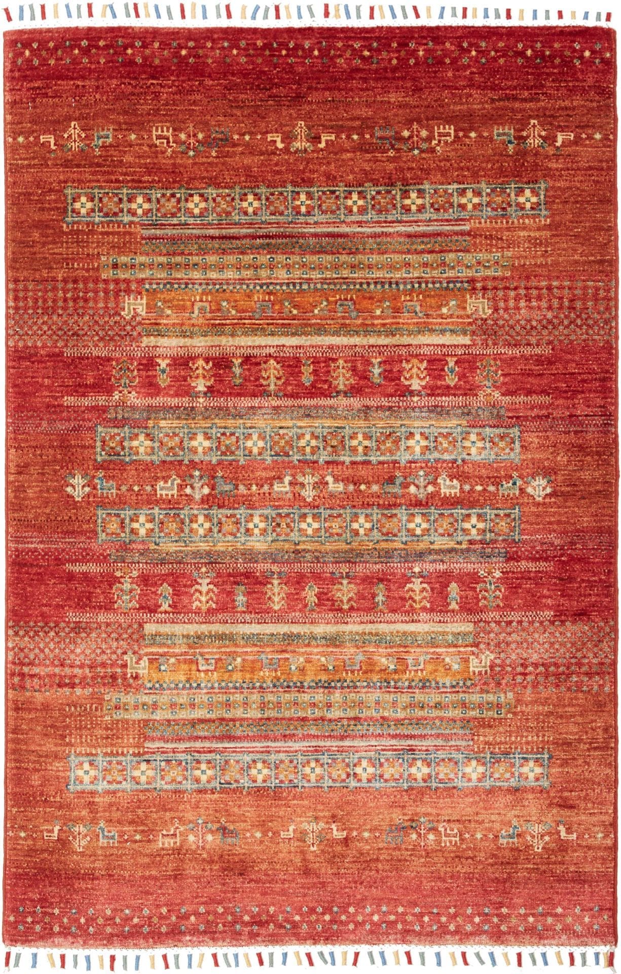 Gabbeh Teppich 100 x 148 cm aus Schurwolle, handgeknüpft