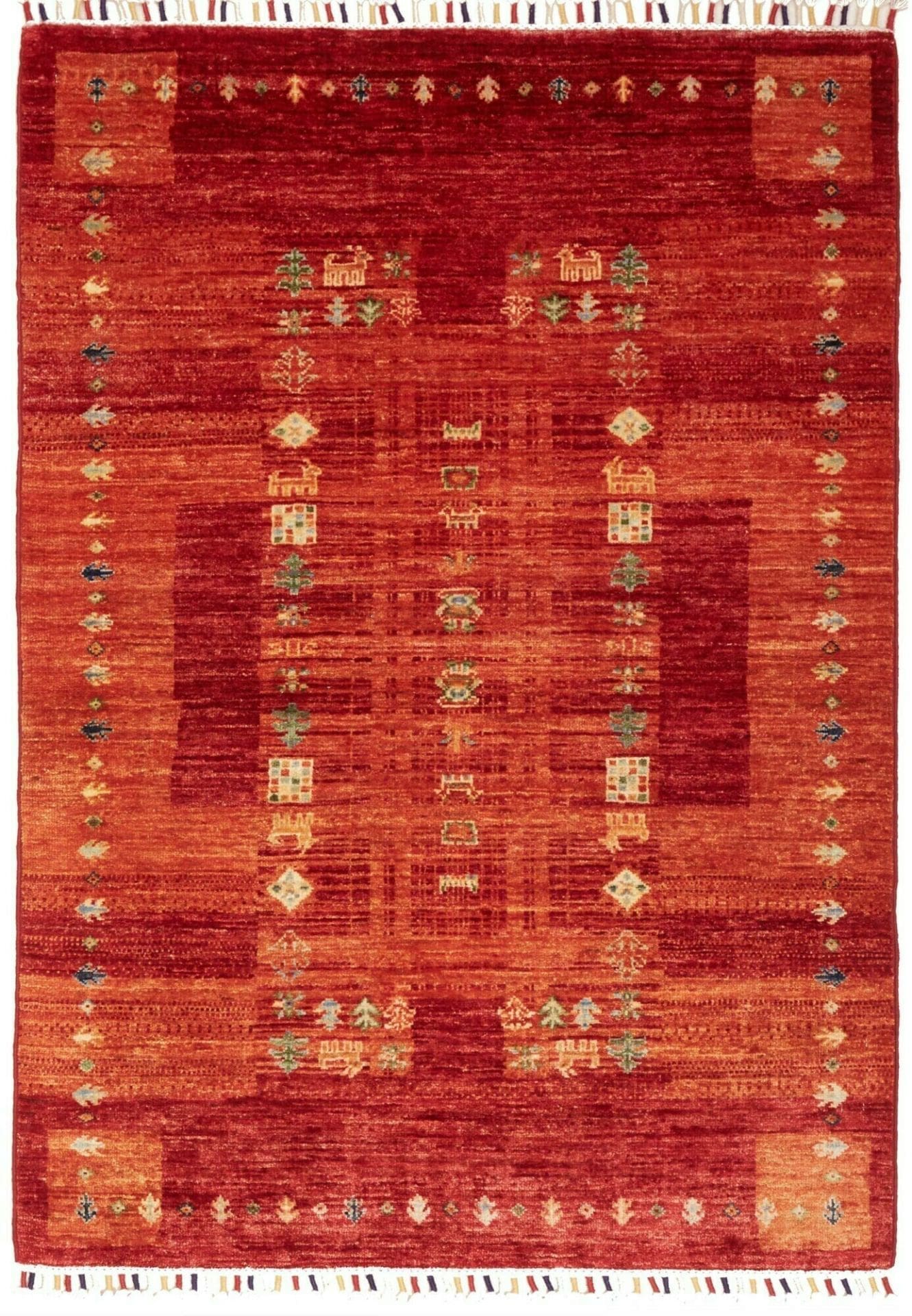 Gabbeh Teppich 103 x 149cm, weiche Schurwolle, handgeknüpft