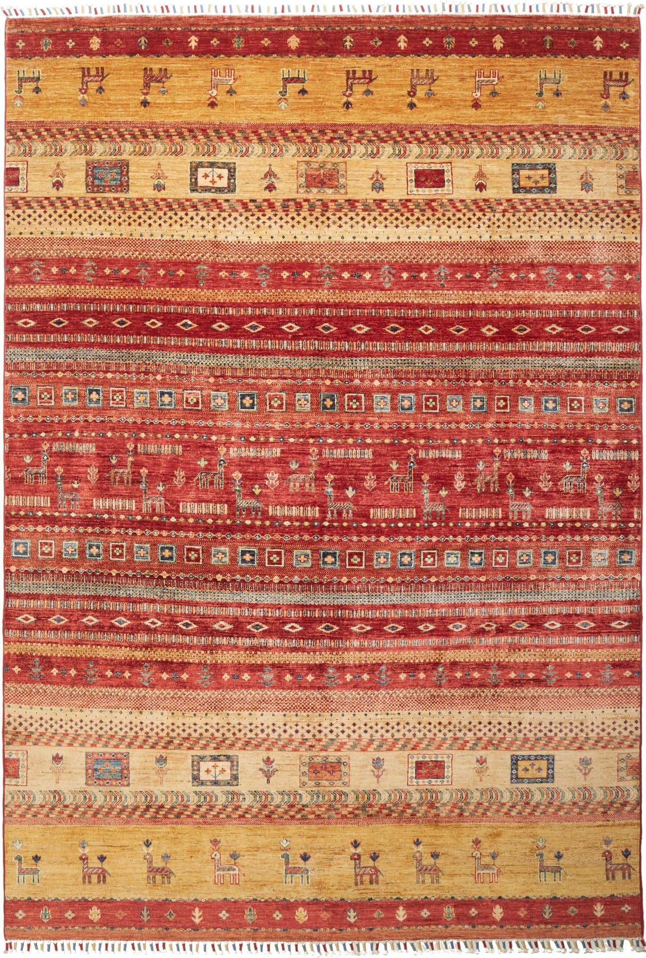 Gabbeh Teppich 207 x 296 cm aus Schurwolle, handgeknüpft, Orientteppich