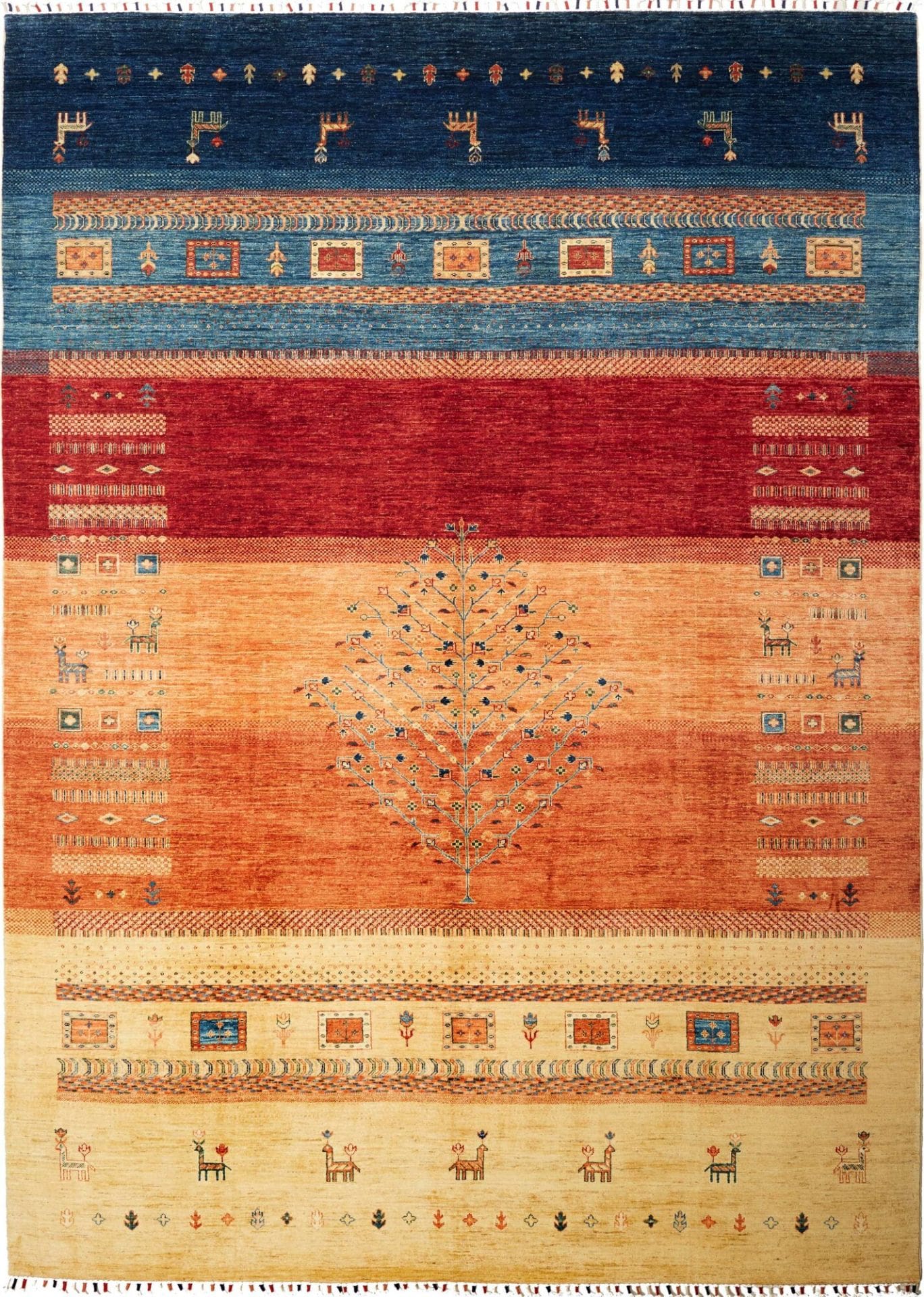 Gabbeh Teppich 257 x 347cm, weiche Schurwolle, handgeknüpft