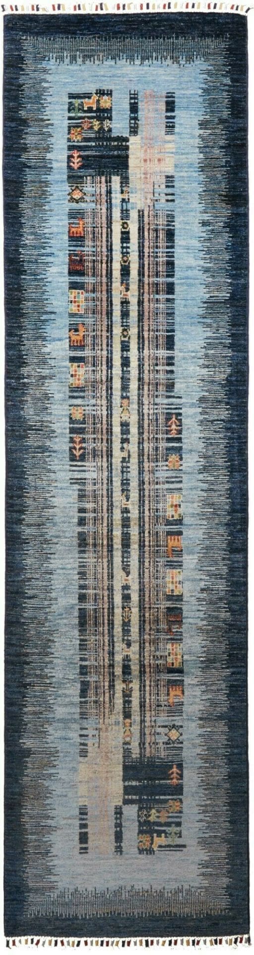 Gabbeh Teppich 78 x 296cm, weiche Schurwolle, handgeknüpft