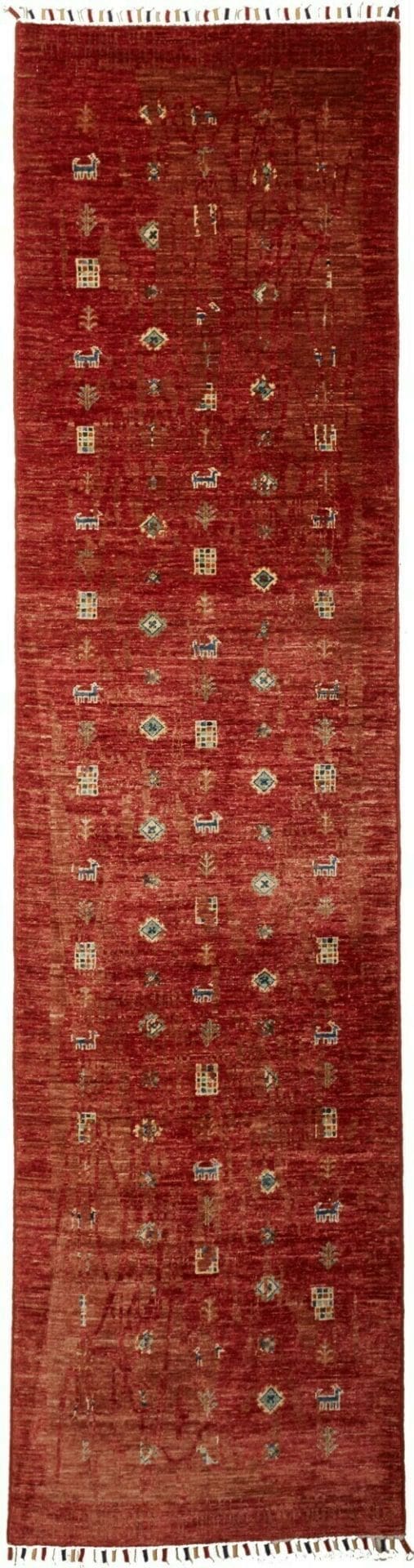 Gabbeh Teppich 79 x 293cm, weiche Schurwolle, handgeknüpft