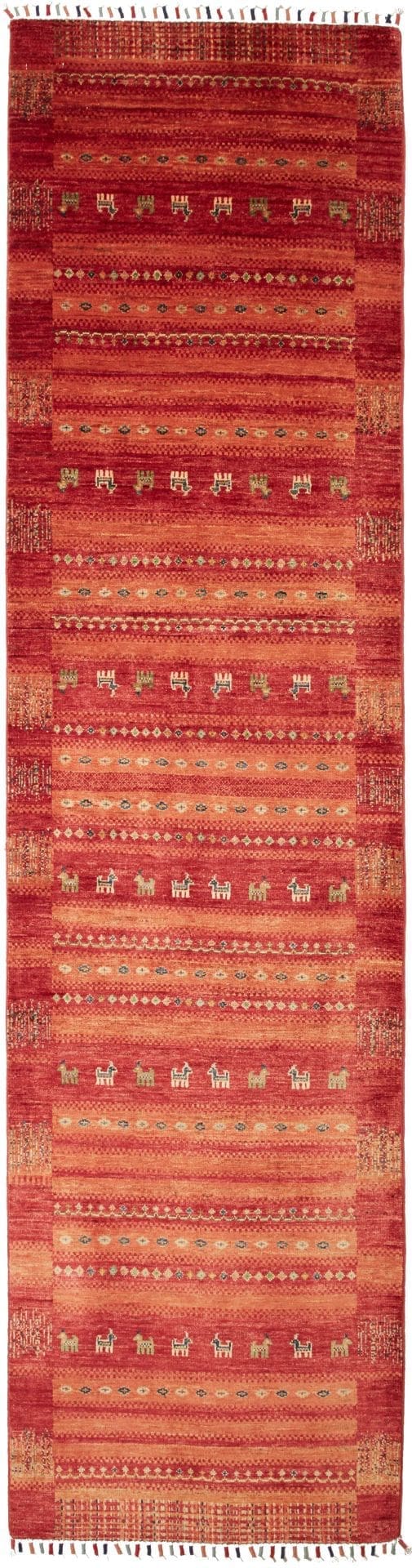 Gabbeh Teppich 82 x 304 cm aus weicher Schurwolle, handgeknüpft