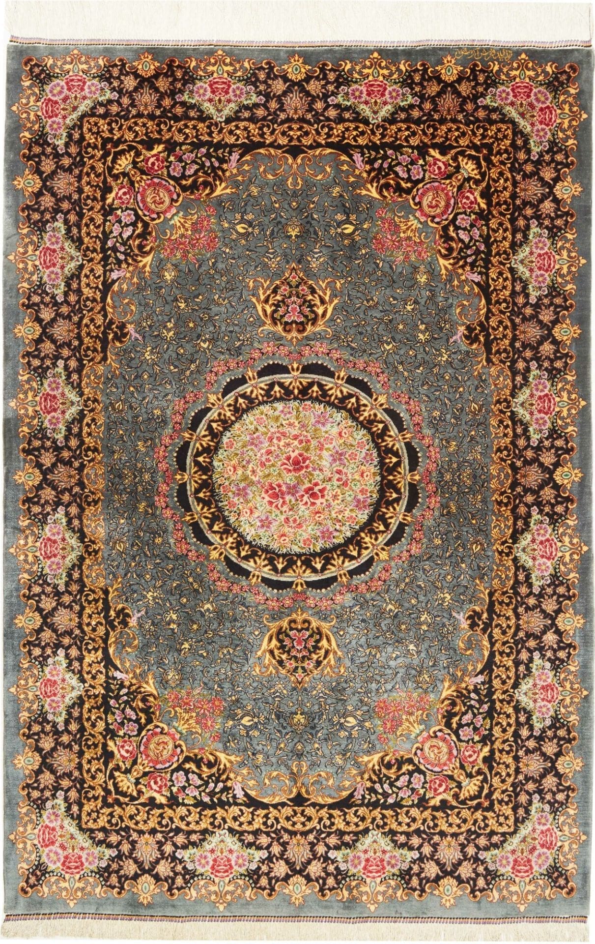 Ghom Teppich 101 x 148 cm, Seide, 900.000 Knoten, handgeknüpft