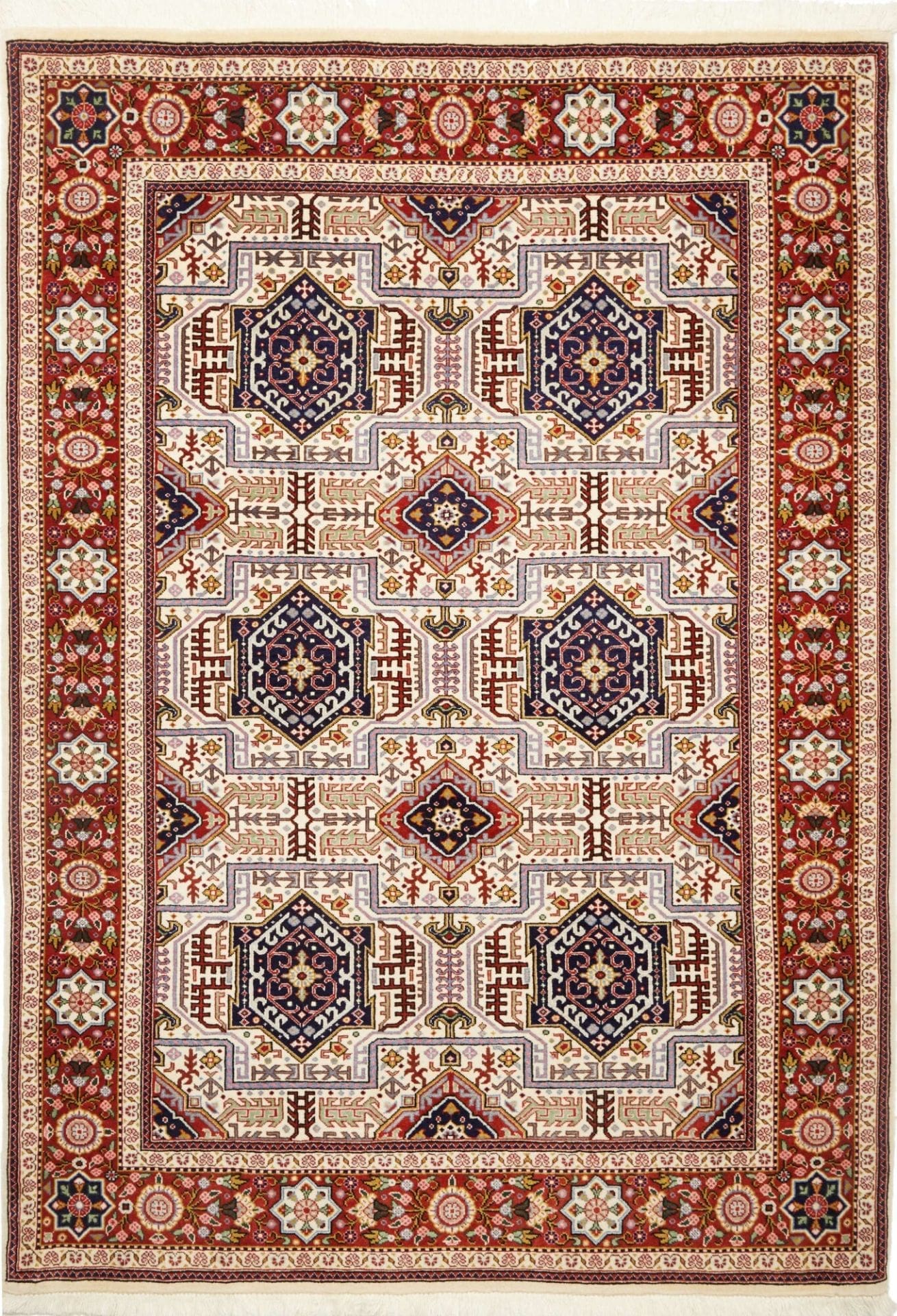 Ghom Teppich 109 x 152 cm, handgeknüpft, Seide, edles Design