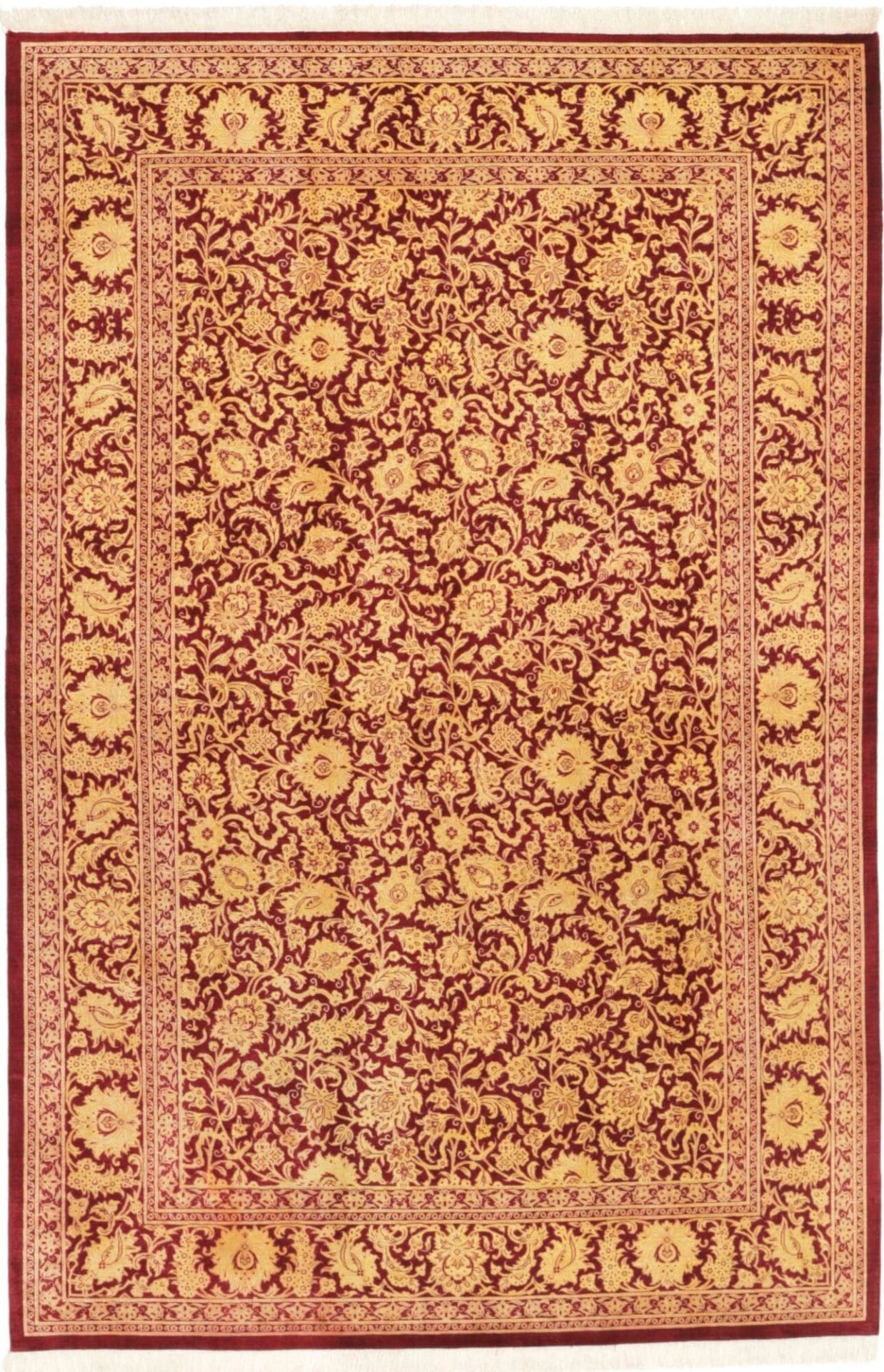 Ghom Teppich 132 x 194 cm, Seide, handgeknüpft, Perserteppich