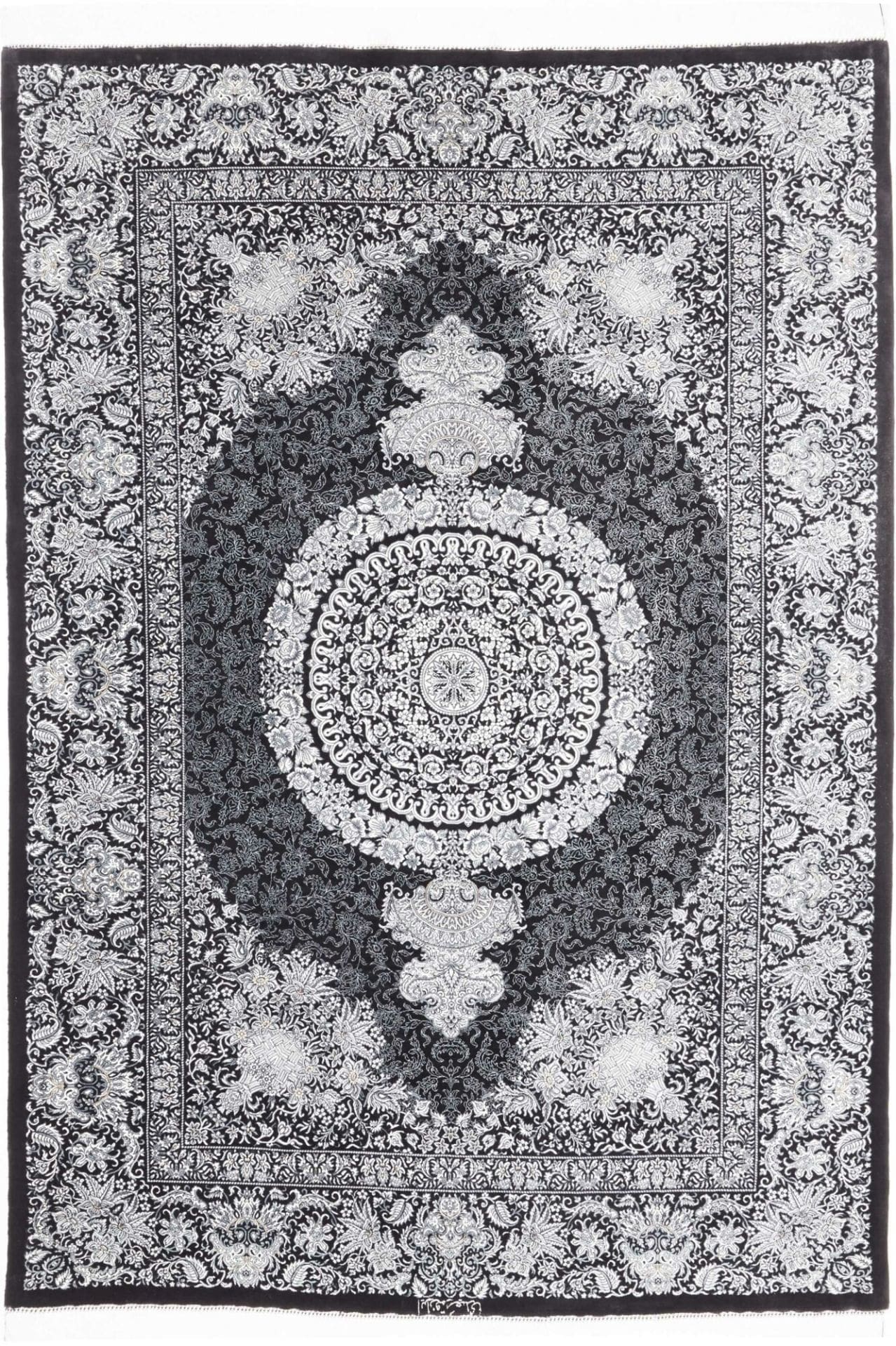 Ghom Teppich 141 x 195cm, glänzende Seide, handgeknüpft, Perserteppich