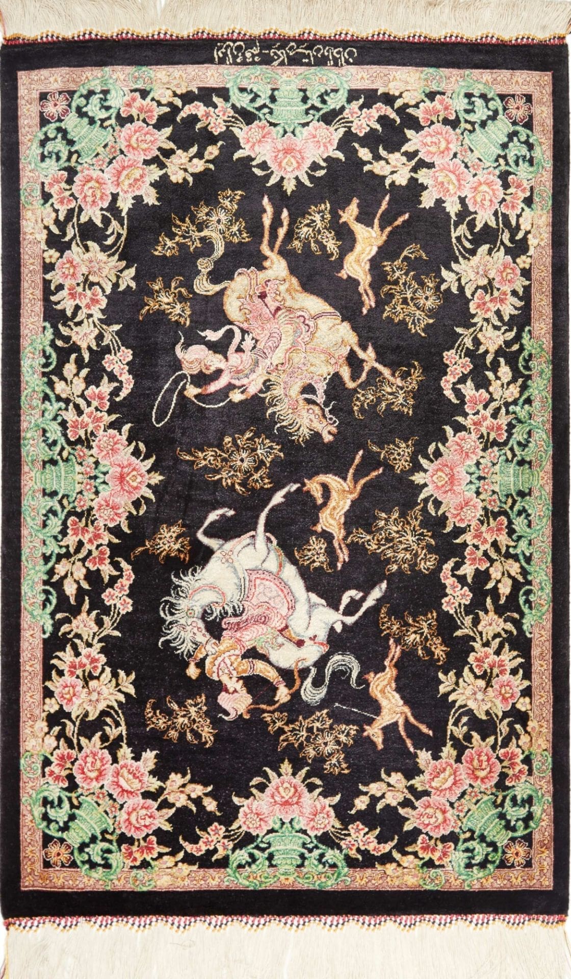 Ghom Teppich 60 x 87 cm, Seide, handgeknüpft, Perserteppich