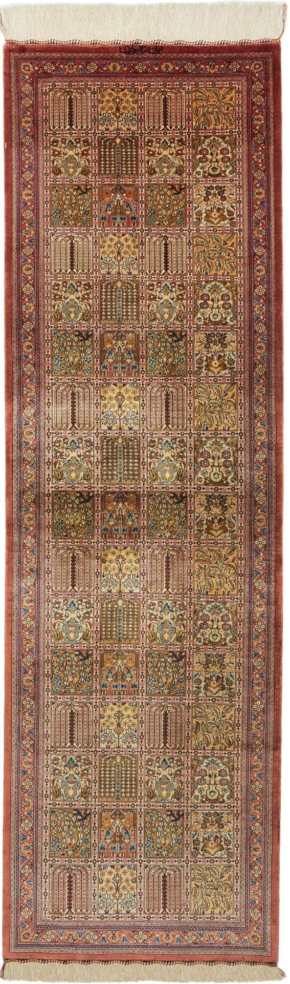 Ghom Teppich 65 x 205cm, Seide, Handgeknüpft, Perserteppich