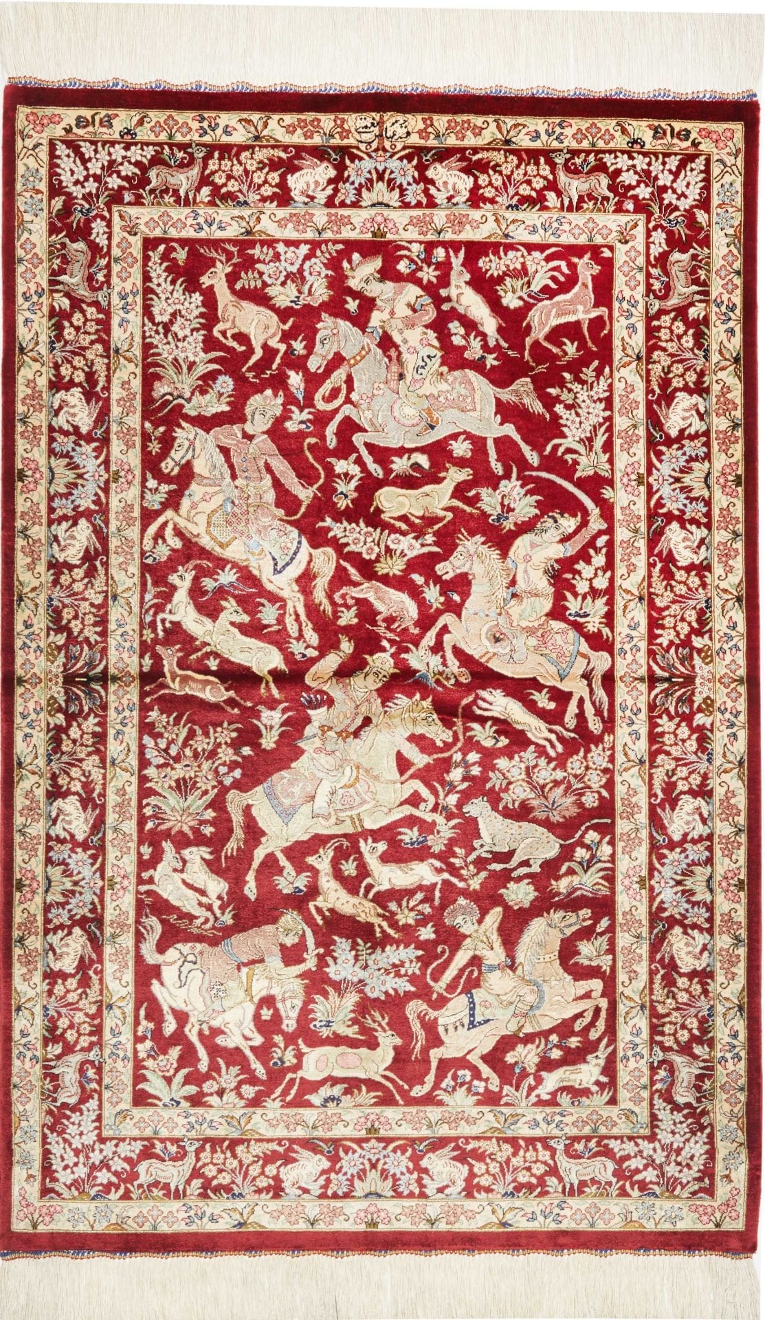 Ghom Teppich 83 x 124 cm, Seide, handgeknüpft, Perserteppich