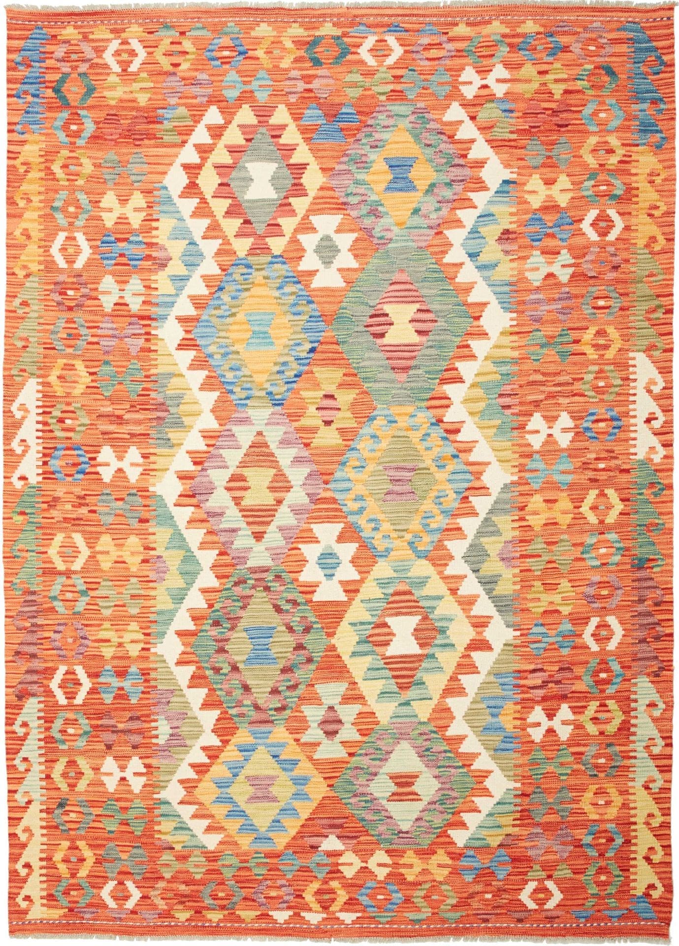 Großer Kelim Teppich 175 x 241 cm aus Schurwolle, handgewebt