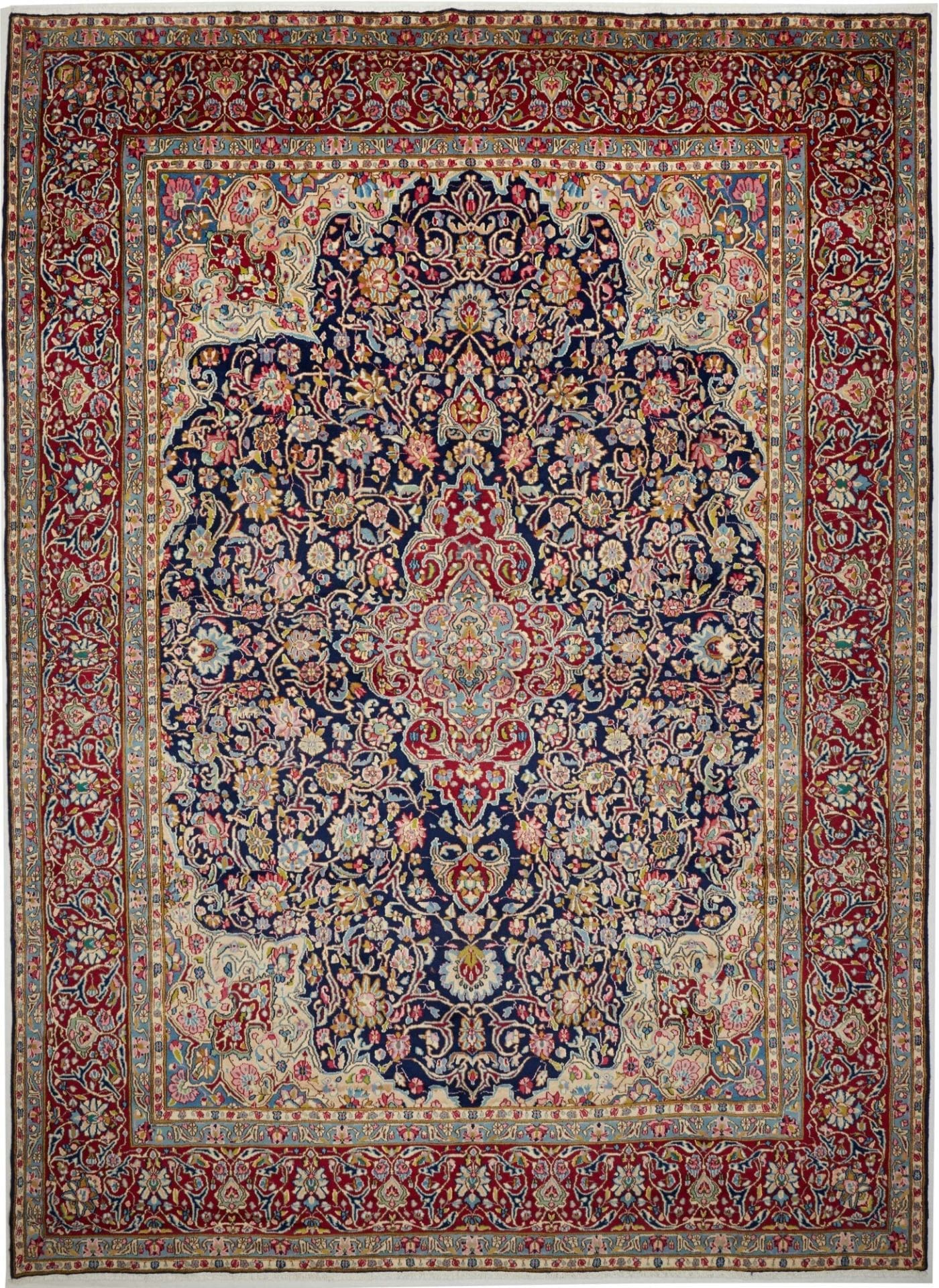 Großer Kirman Teppich 301 x 400cm, florales Design, handgeknüpft