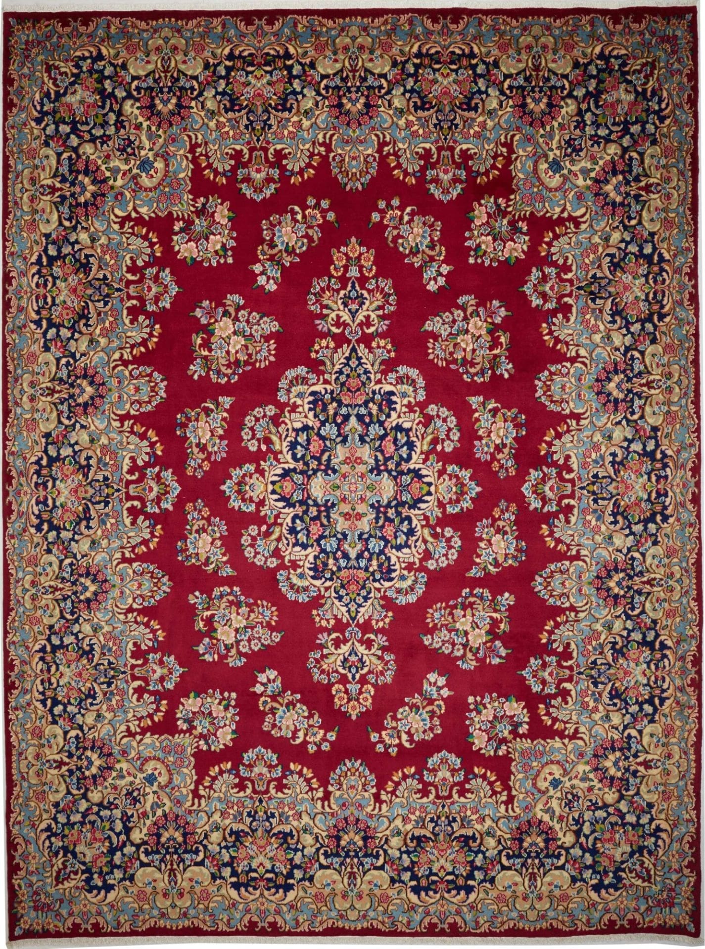 Großer Kirman Teppich 309 x 407 cm – florales Design, handgeknüpft H1