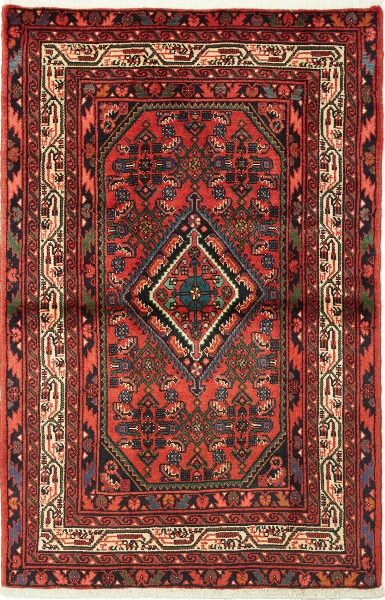Hamadan Orientteppich 106 x 156cm, Herati-Muster, handgeknüpft