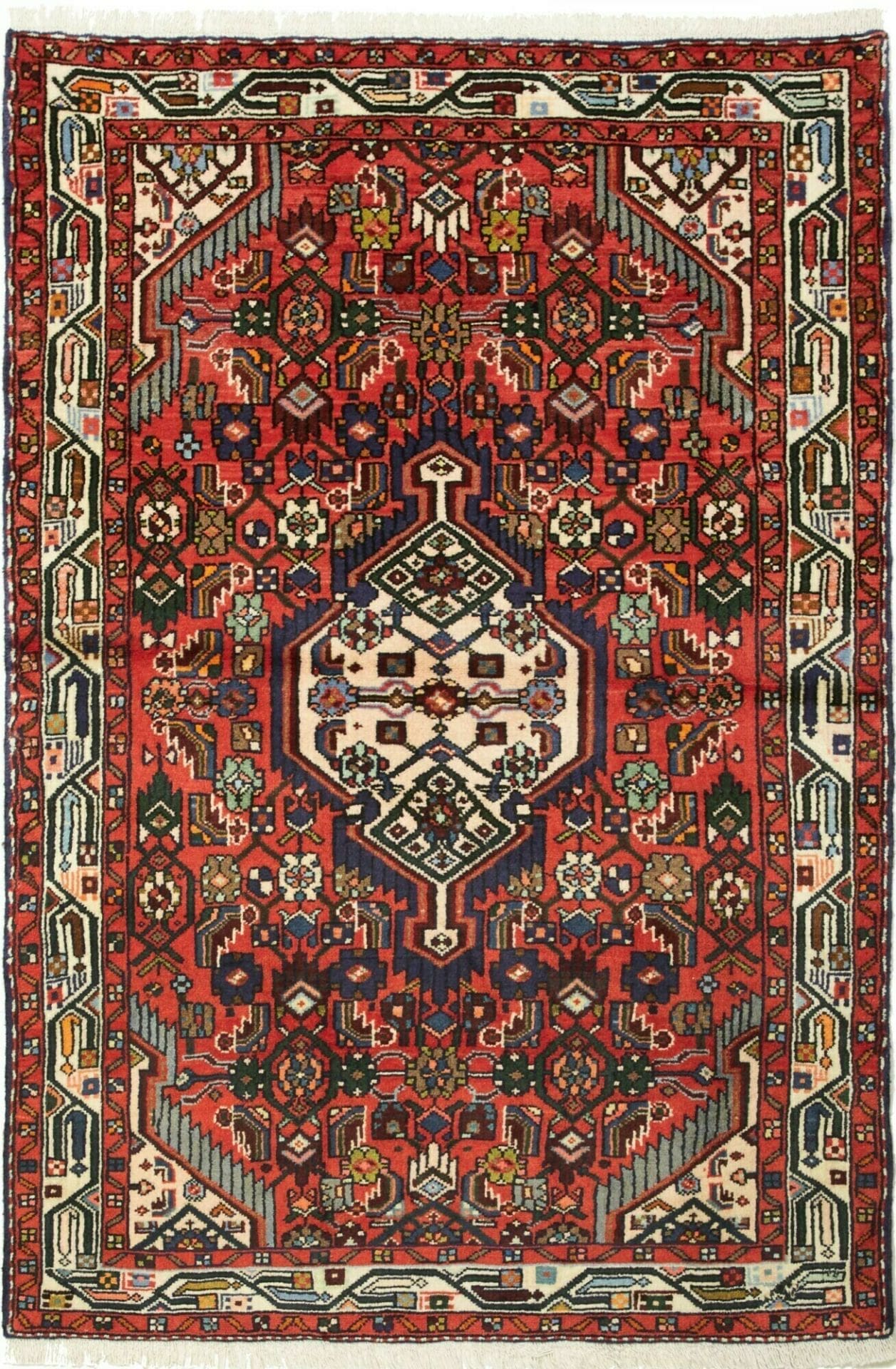 Hamadan Teppich 100 x 150cm, Herati-Muster, handgeknüpft