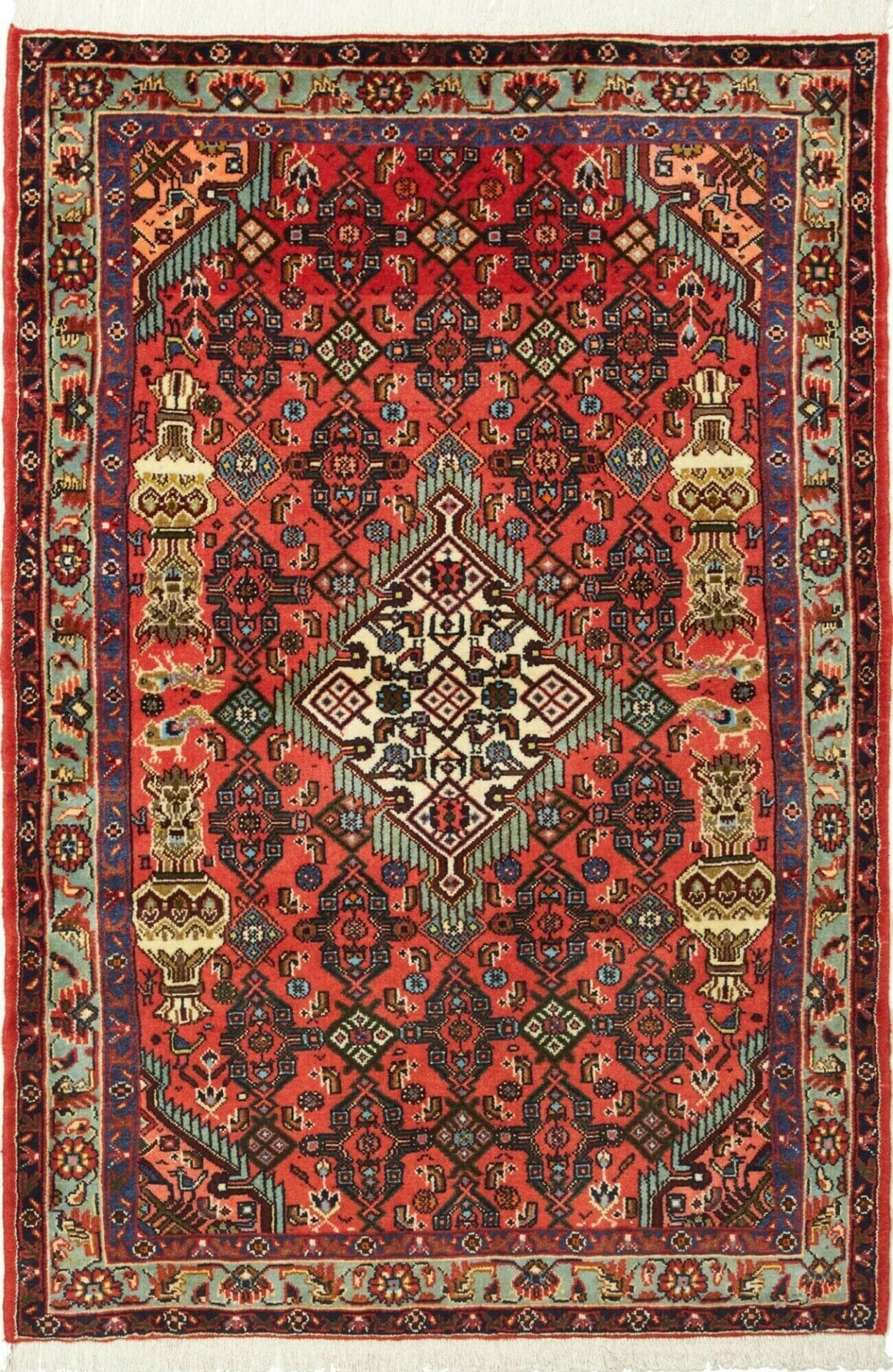 Hamadan Teppich 101 x 150cm, Herati-Muster, Schurwolle, handgeknüpft