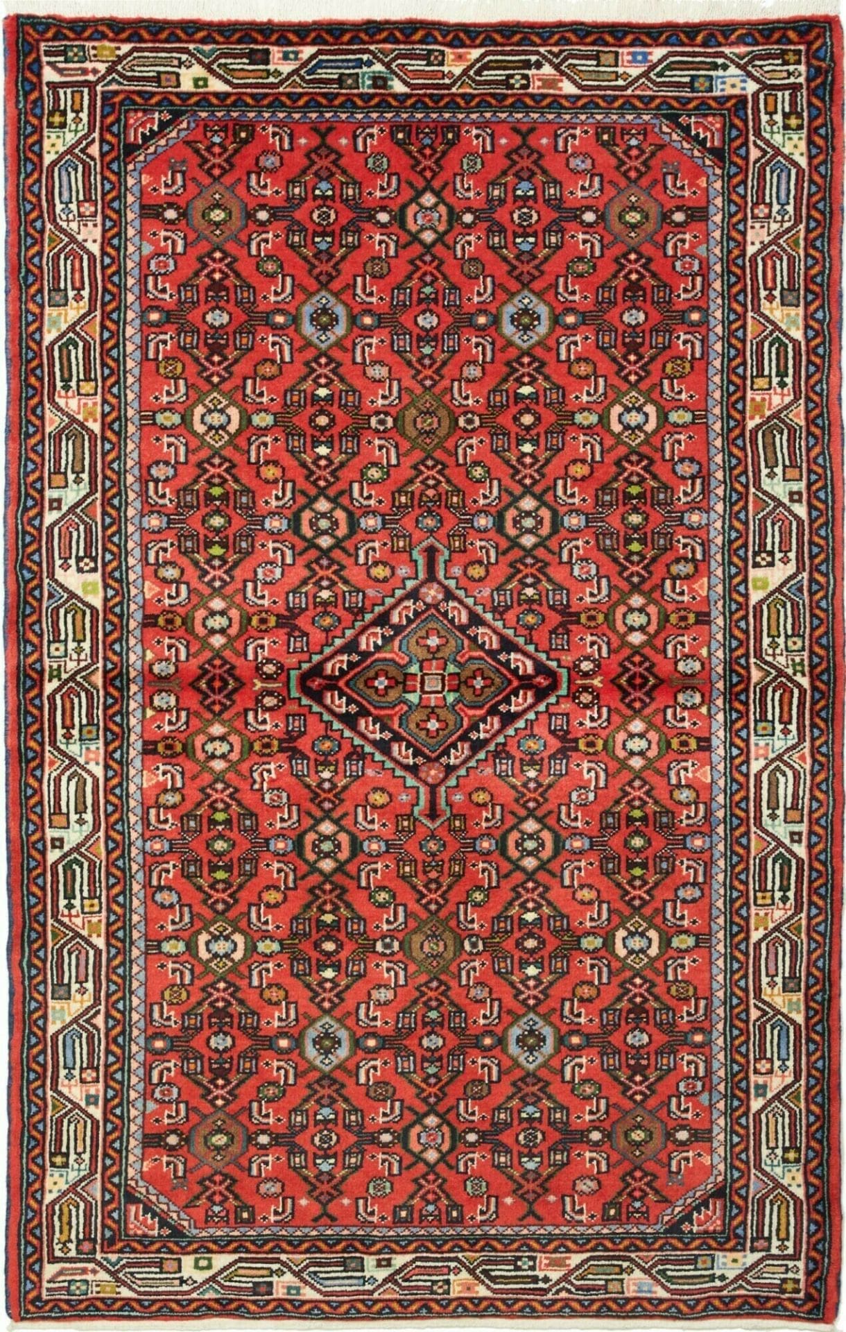 Hamadan Teppich 104 x 160 cm, Herati-Muster, handgeknüpft