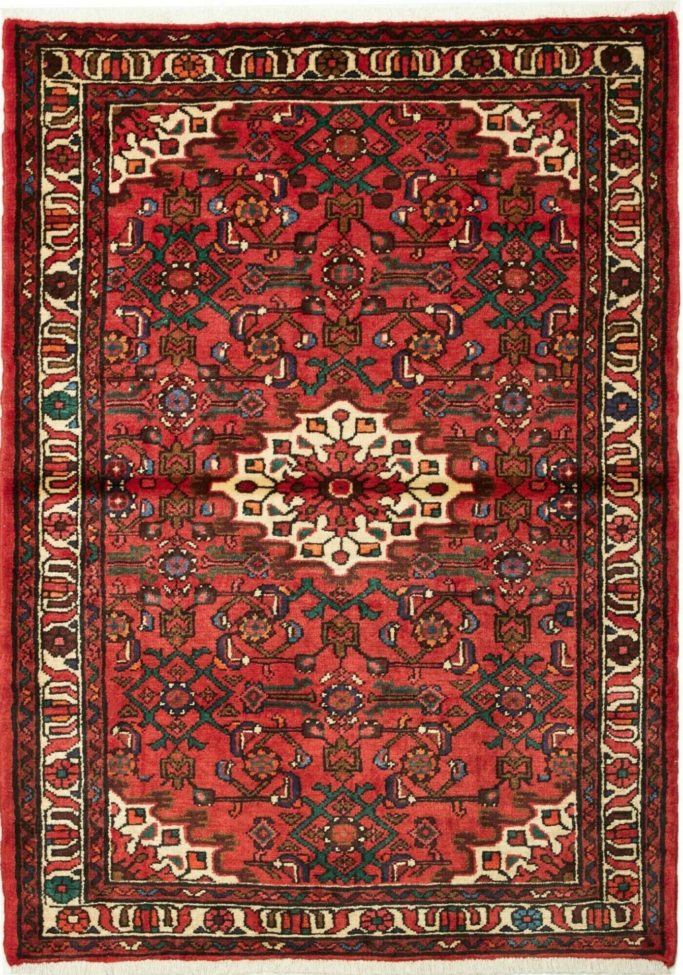 Hamadan Teppich 104 x 162cm, Schurwolle, geometrisch, handgeknüpft