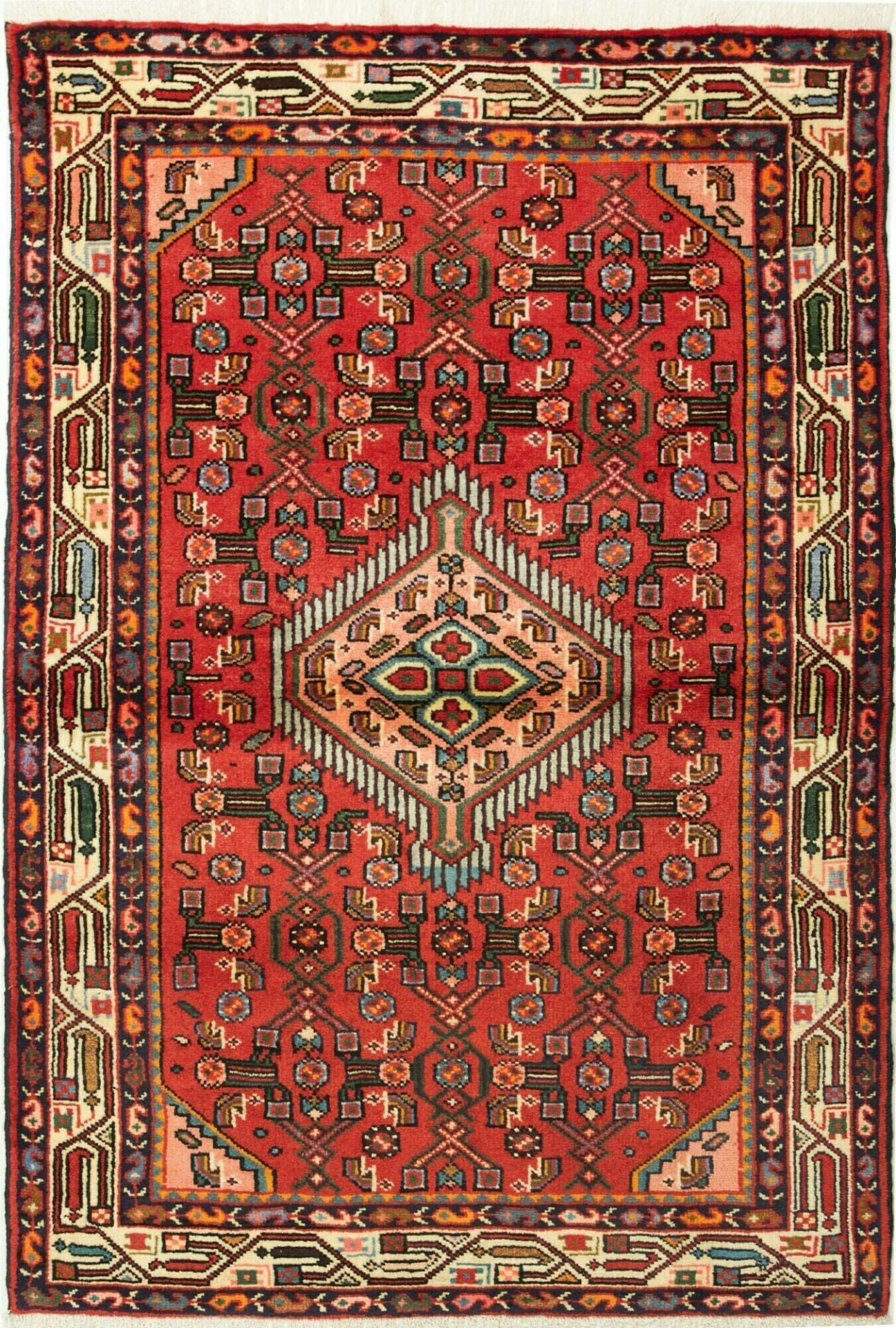 Hamadan Teppich 105 x 150cm, Herati-Muster, handgeknüpft