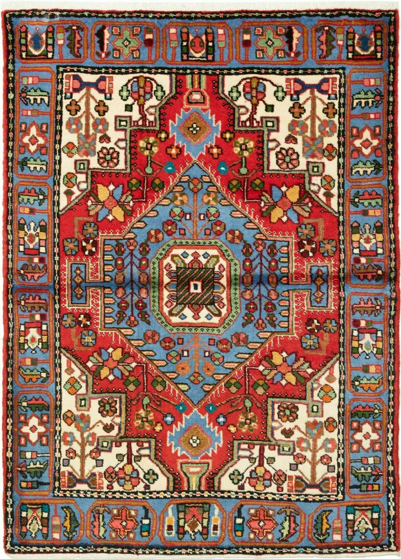 Hamadan Teppich 107 x 149cm, Herati-Muster, Schurwolle, handgeknüpft