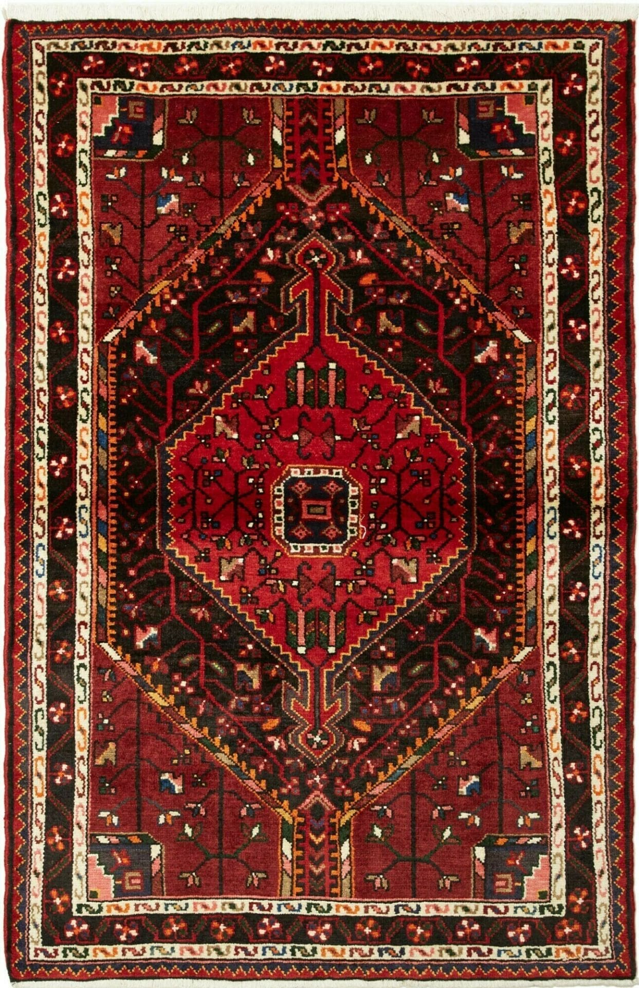 Hamadan Teppich 108 x 164cm, Schurwolle, Herati-Muster, handgeknüpft