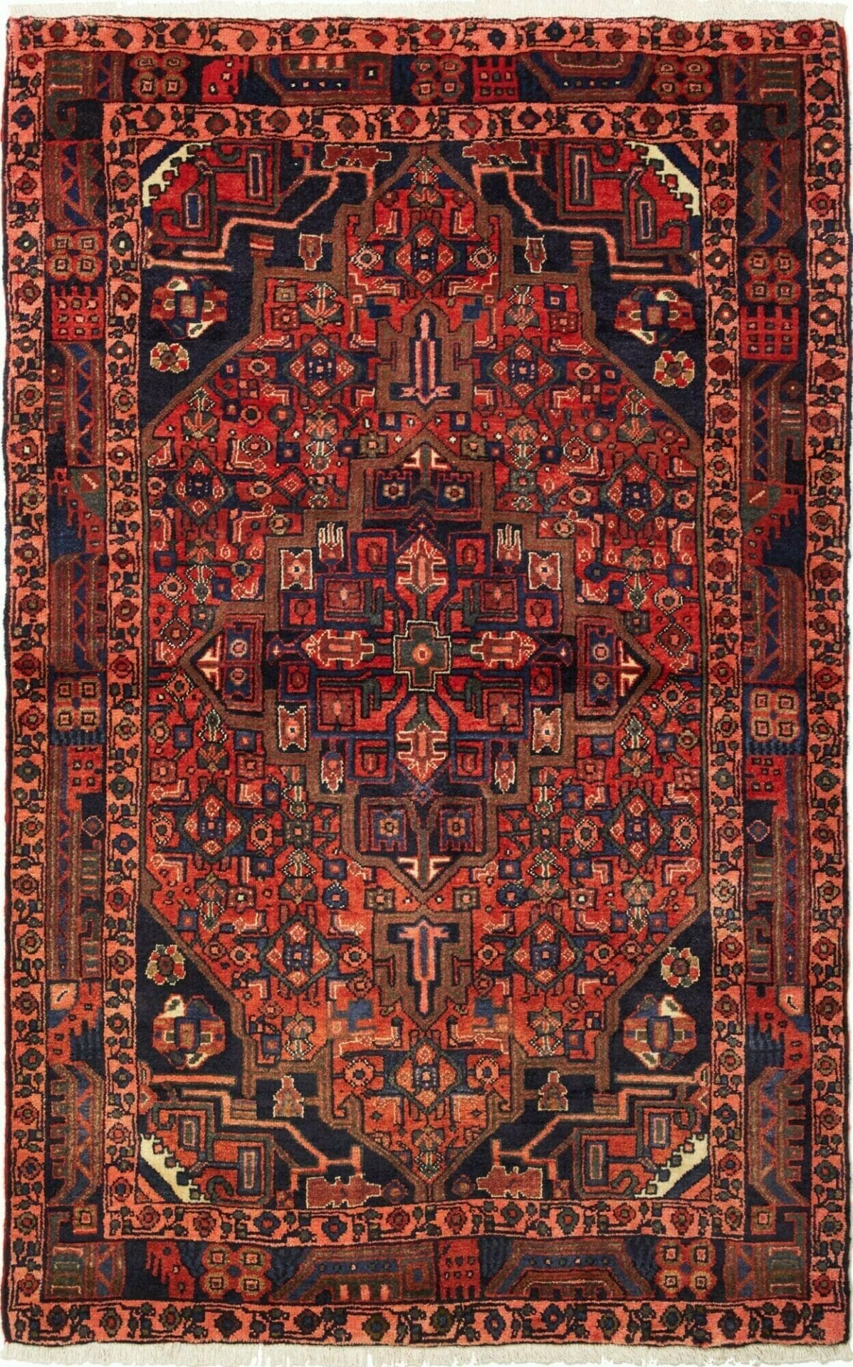 Hamadan Teppich 108 x 168 cm Herati-Muster Schurwolle handgeknüpft