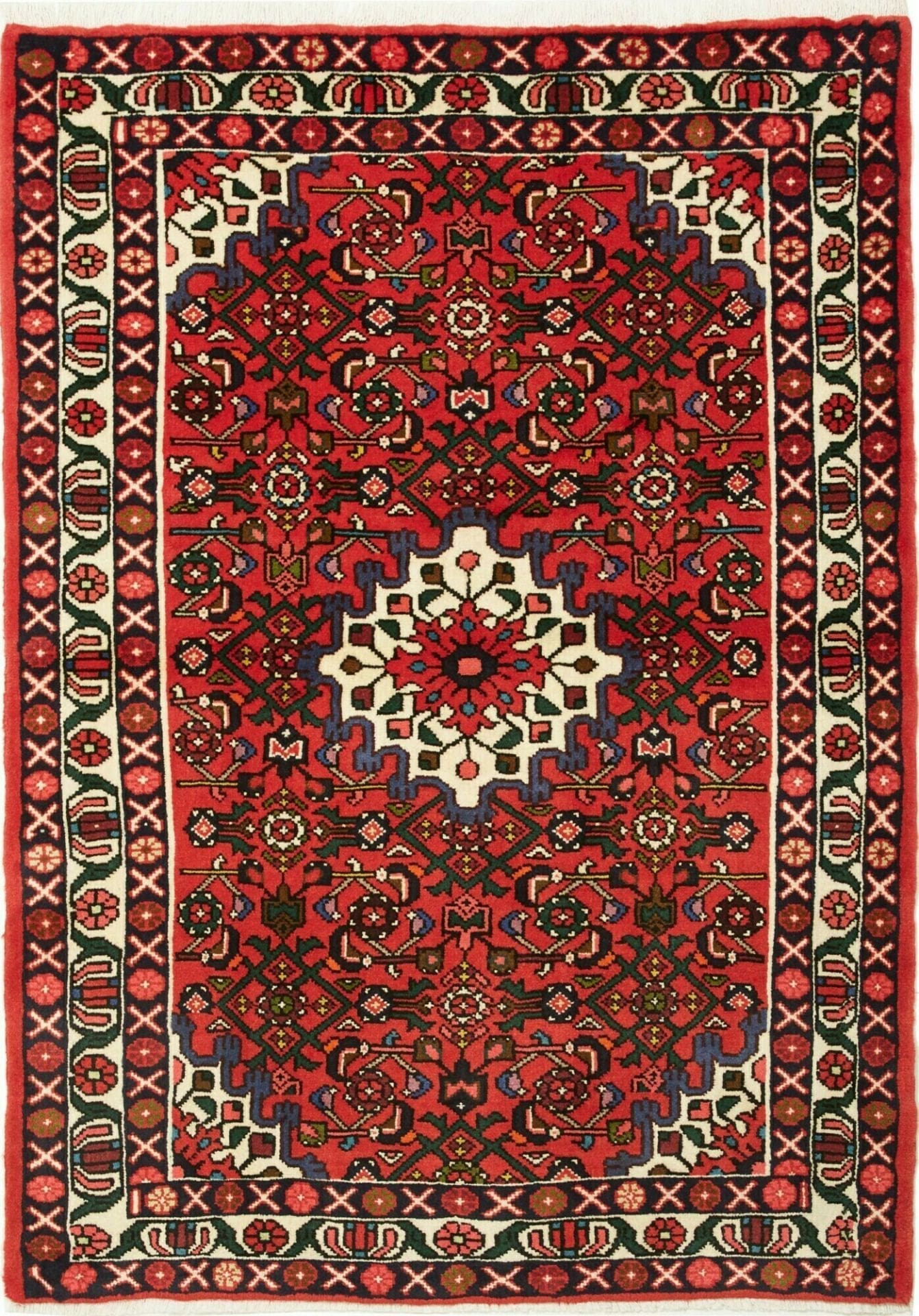 Hamadan Teppich 109 x 149cm, Schurwolle, Herati-Muster, handgeknüpft