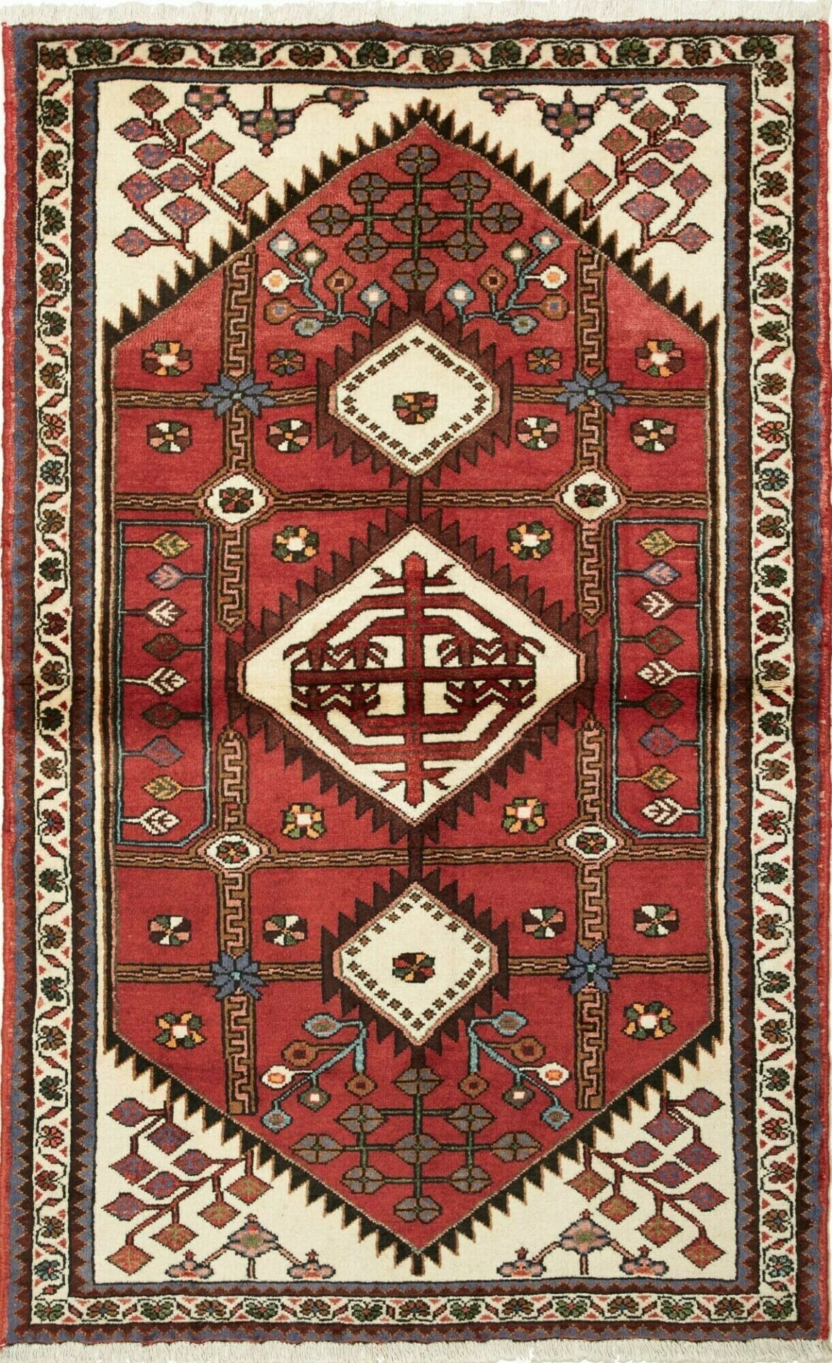 Hamadan Teppich 110 x 176cm Herati-Muster, Schurwolle, handgeknüpft