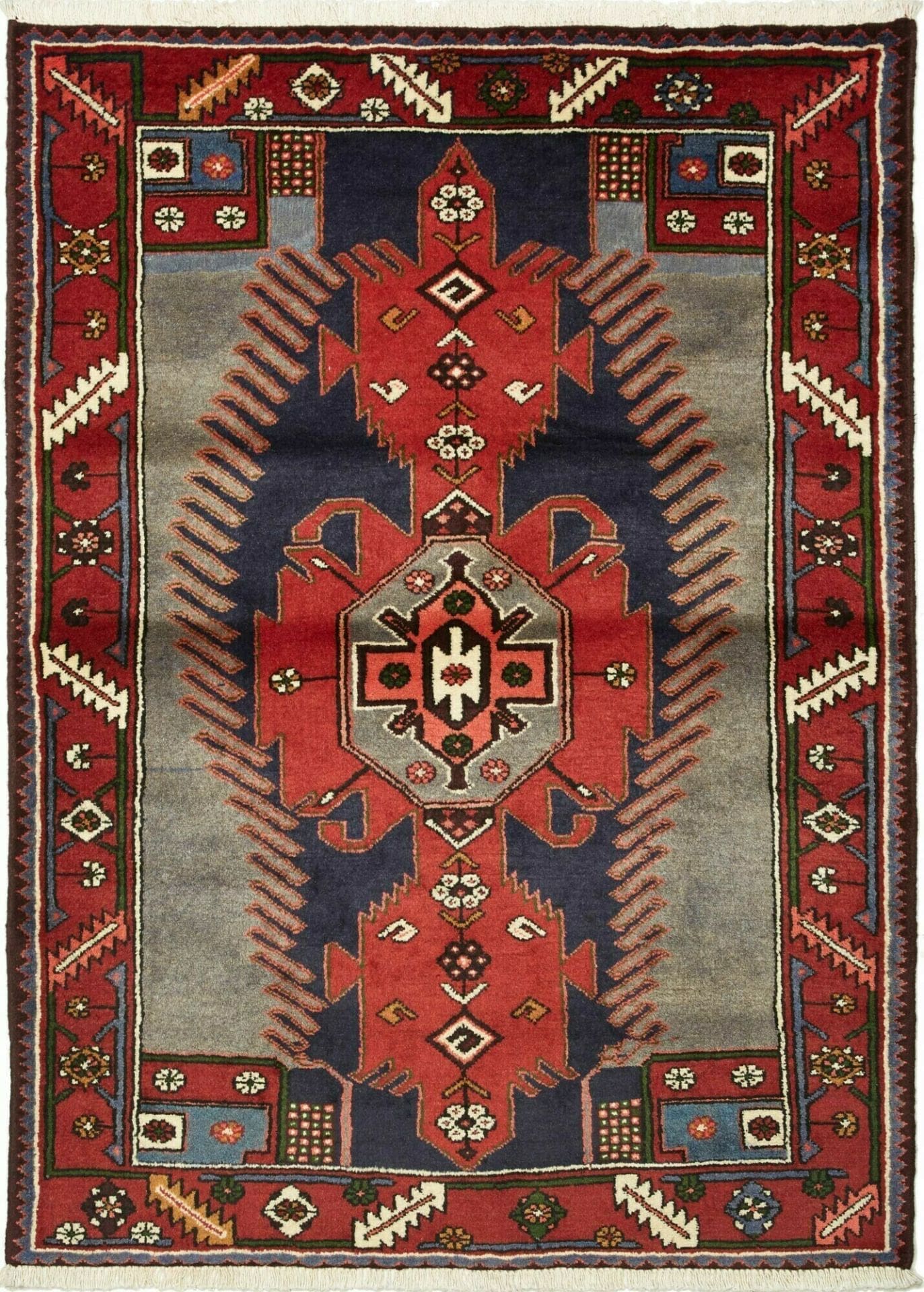 Hamadan Teppich 111 x 150cm, Herati-Muster, Schurwolle, handgeknüpft