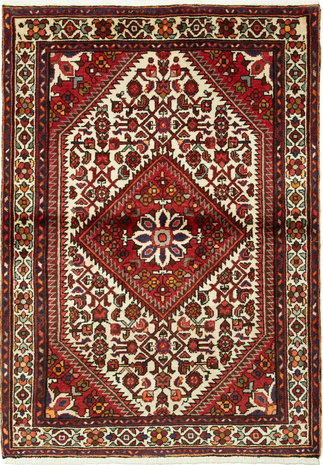 Hamadan Teppich 111 x 150cm, Herati-Muster, Schurwolle, handgeknüpft