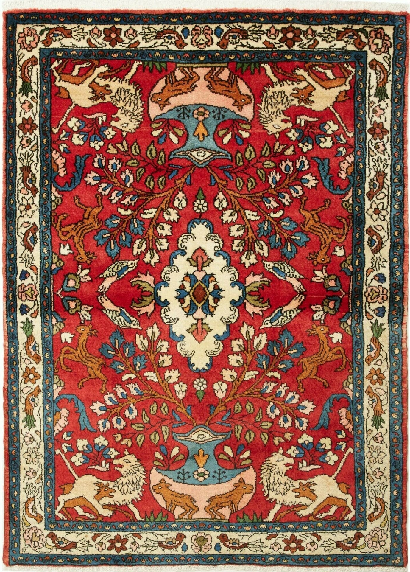 Hamadan Teppich 113 x 154 cm, Herati-Muster, Schurwolle, handgeknüpft