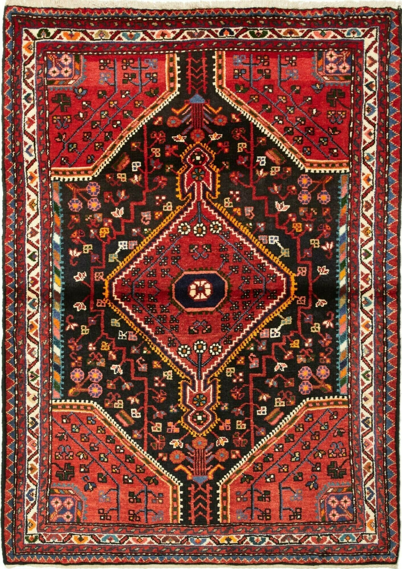 Hamadan Teppich 114 x 156cm, Herati-Muster, handgeknüpft