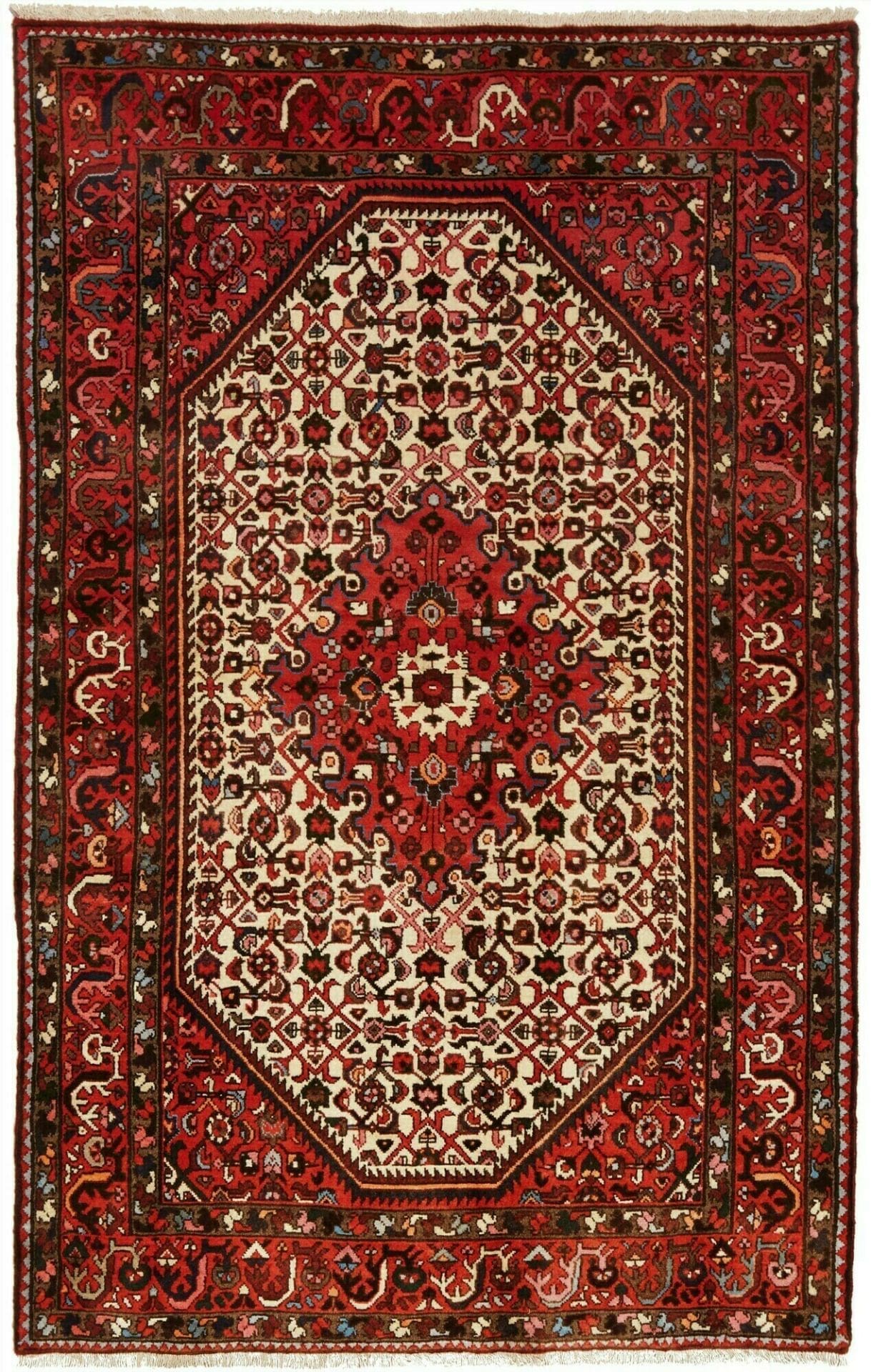 Hamadan Teppich 123 x 190cm, Herati-Muster, handgeknüpft, Perserteppich