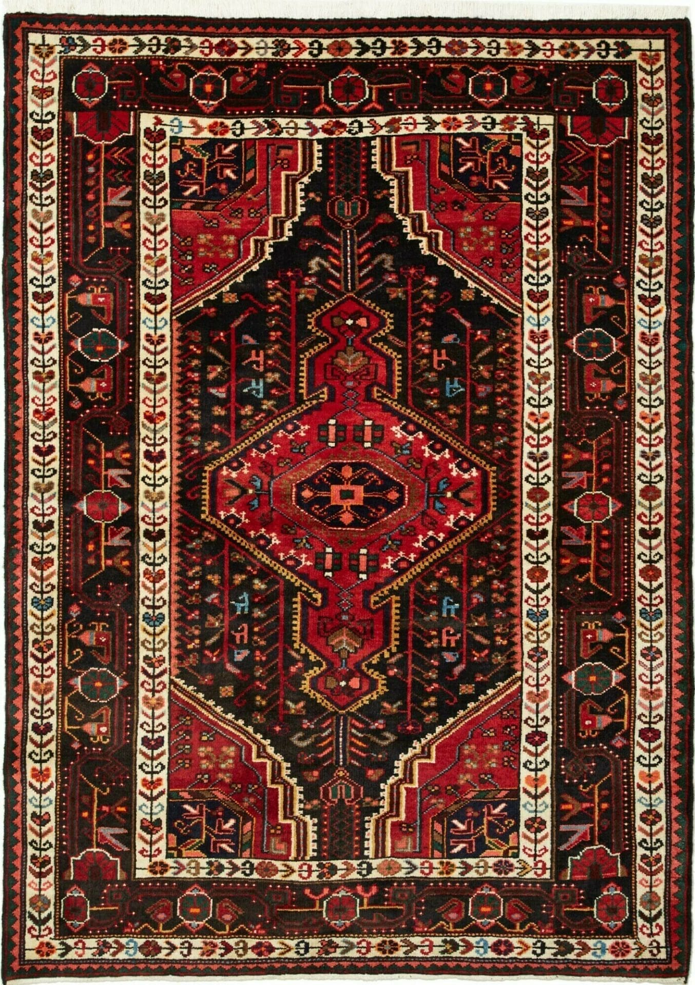 Hamadan Teppich 124 x 174cm, Herati-Muster, handgeknüpft, Perserteppich