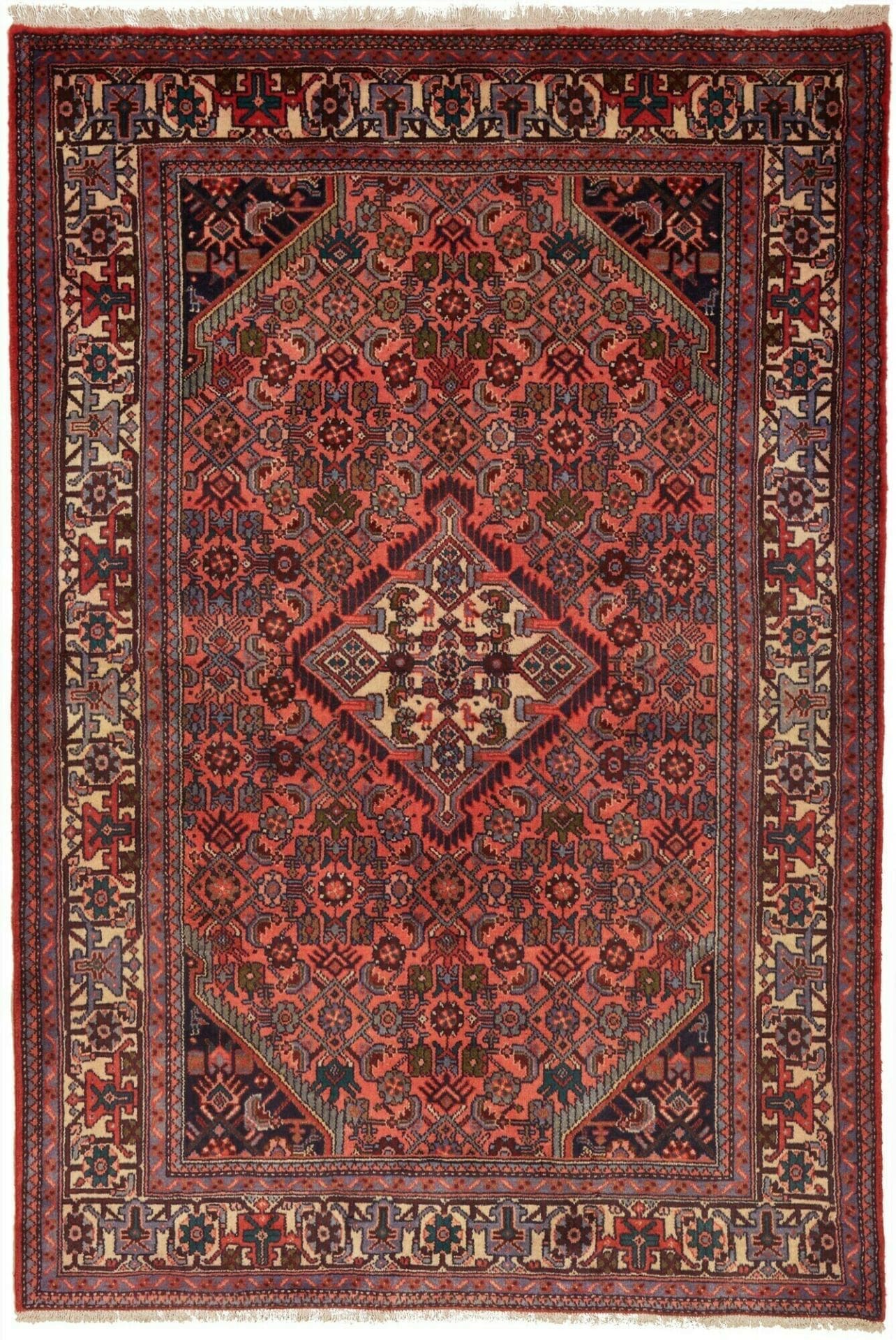 Hamadan Teppich 133 x 190 cm, Herati-Muster, handgeknüpft