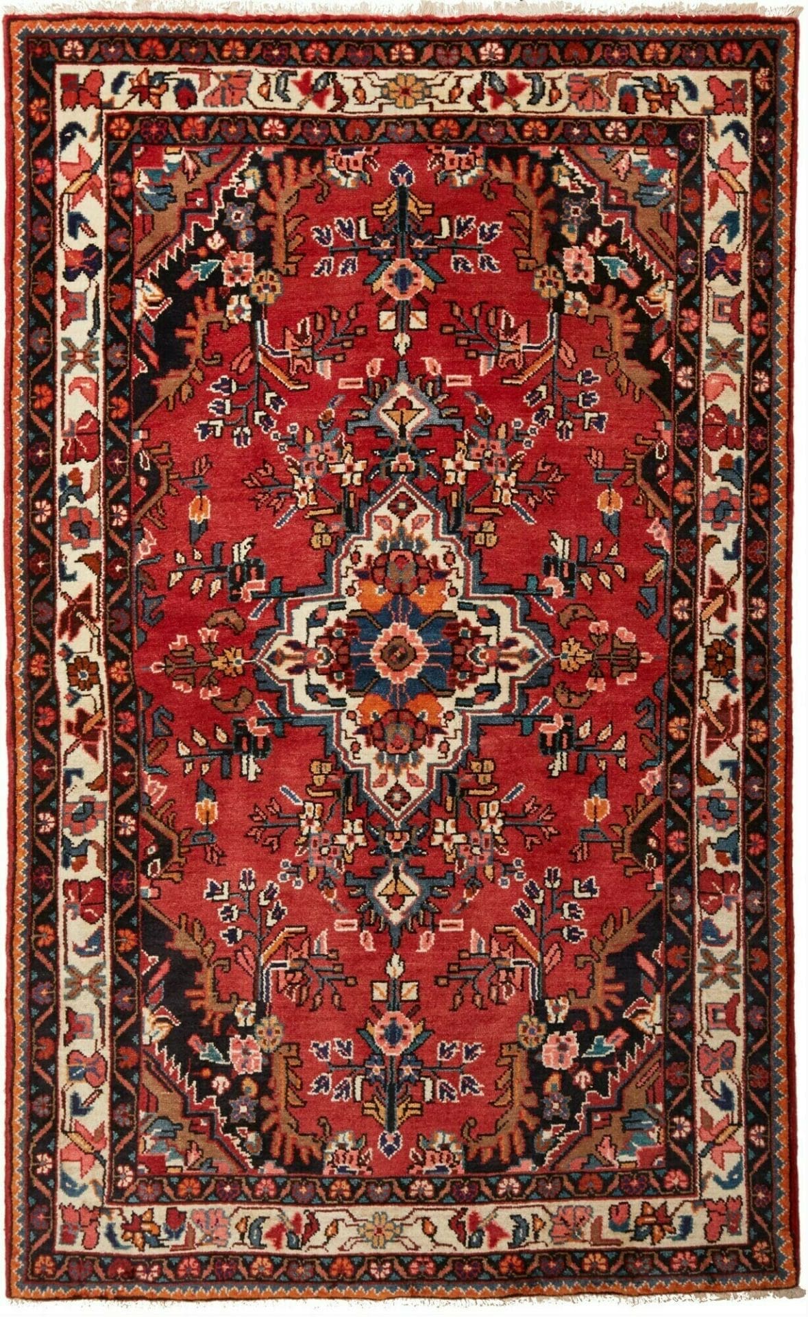 Hamadan Teppich 134 x 216cm, Herati-Muster, handgeknüpft, Perserteppich