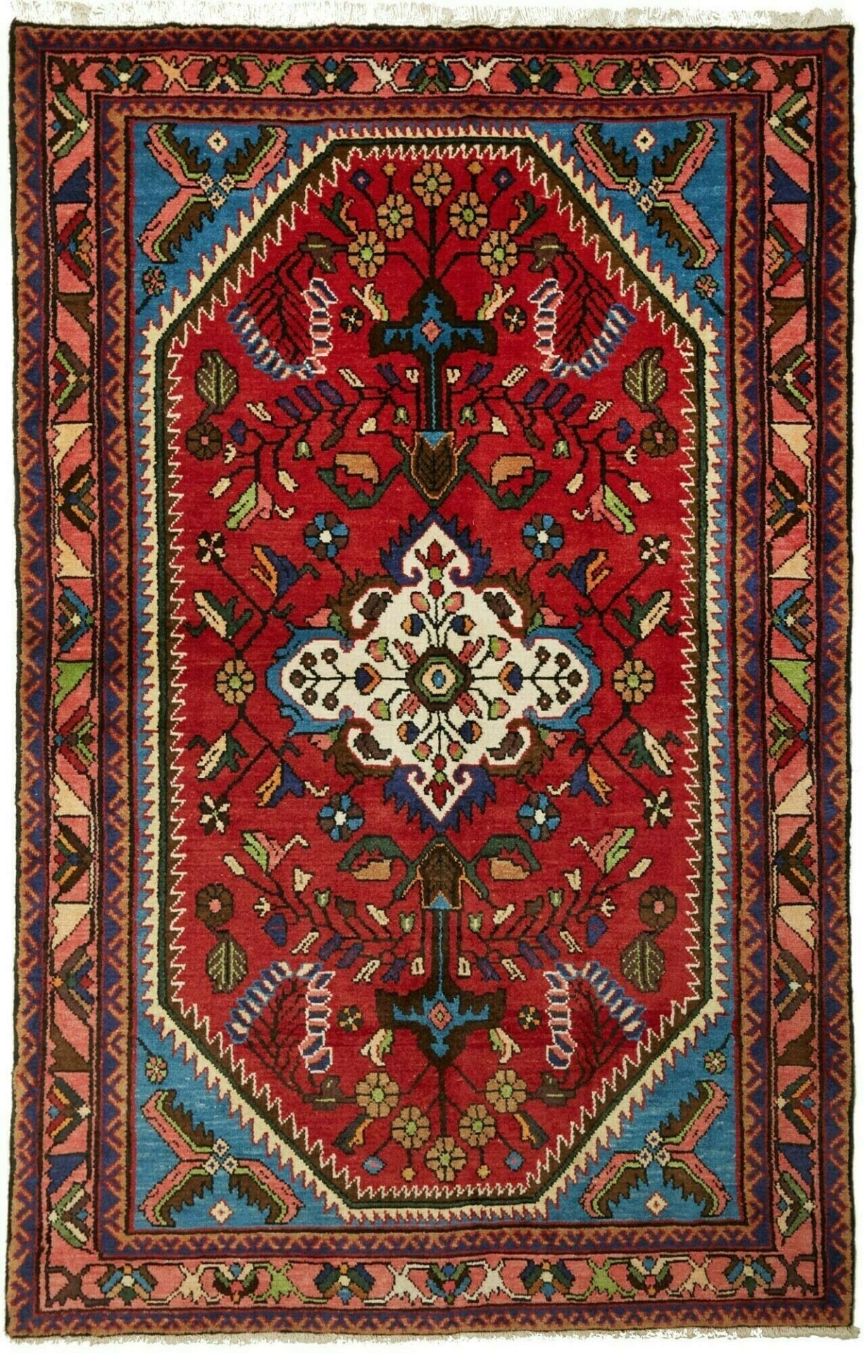 Hamadan Teppich 135 x 206 cm, Herati-Muster, handgeknüpft
