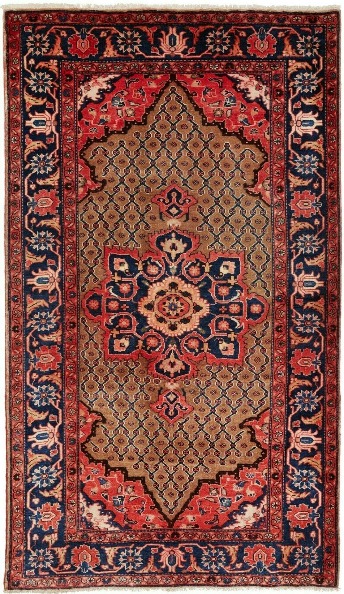 Hamadan Teppich 135 x 228cm, Herati-Muster, Schurwolle, handgeknüpft