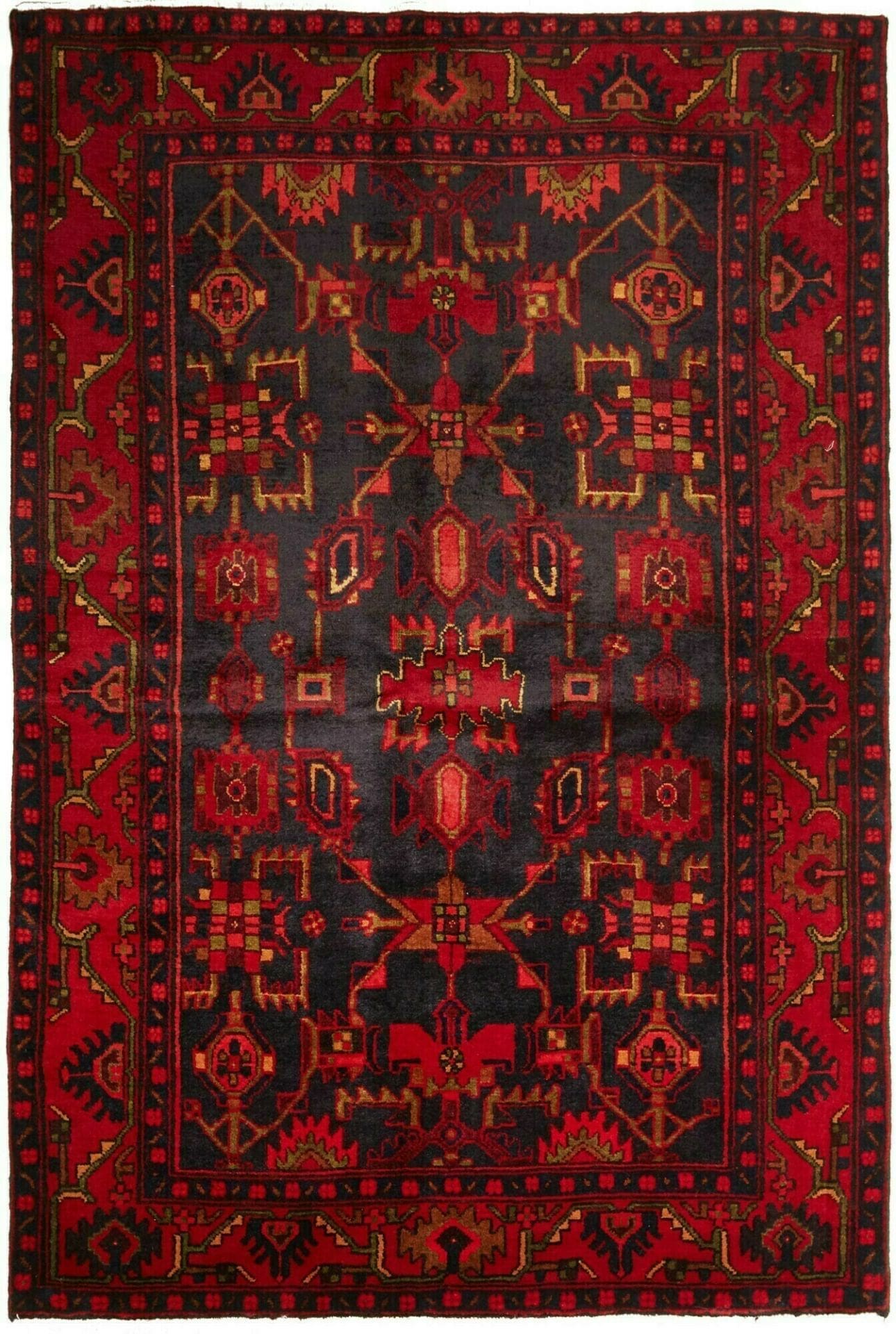 Hamadan Teppich 140 x 208cm, Herati-Muster, handgeknüpft, Perserteppich