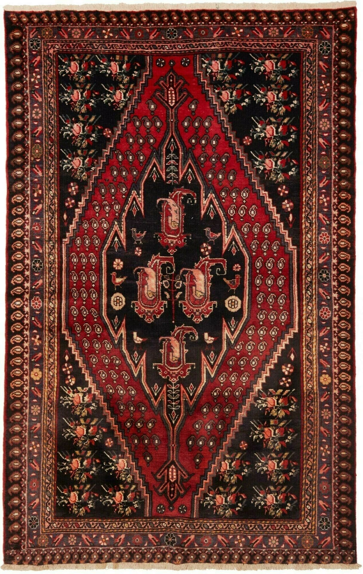 Hamadan Teppich 148 x 226cm, Herati-Muster, handgeknüpft, Perserteppich