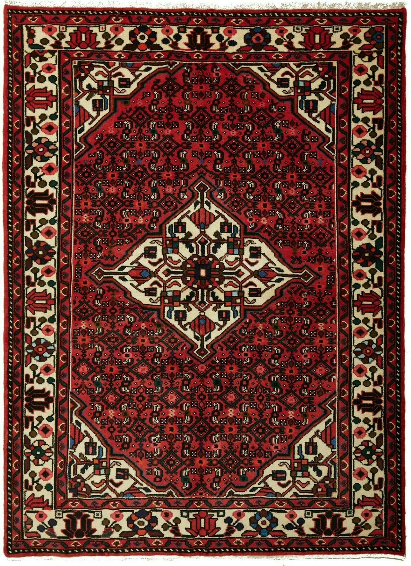 Hamadan Teppich 149 x 198 cm, Herati-Muster, handgeknüpft