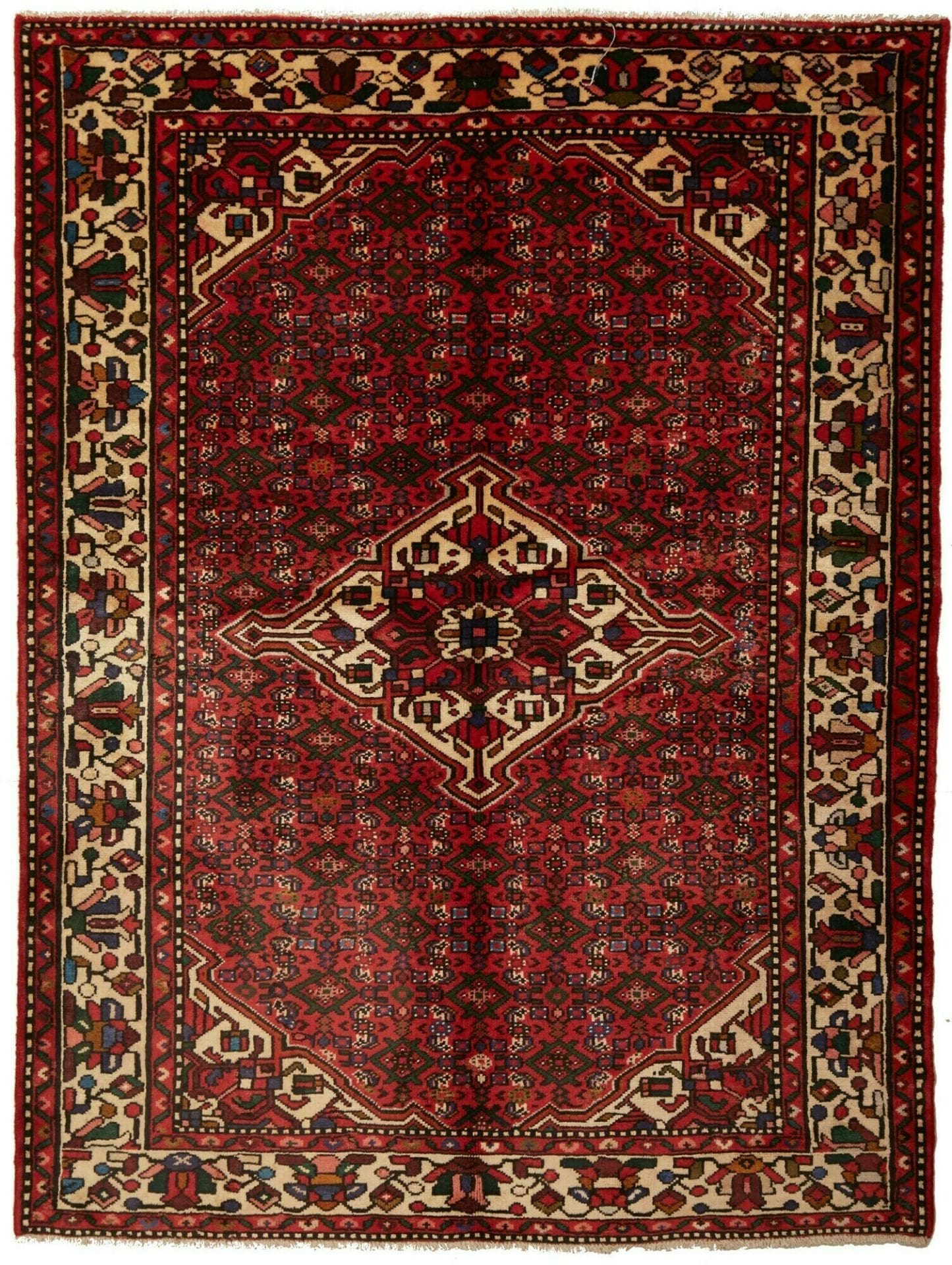 Hamadan Teppich 151 x 199cm, Schurwolle, Herati-Muster, handgeknüpft