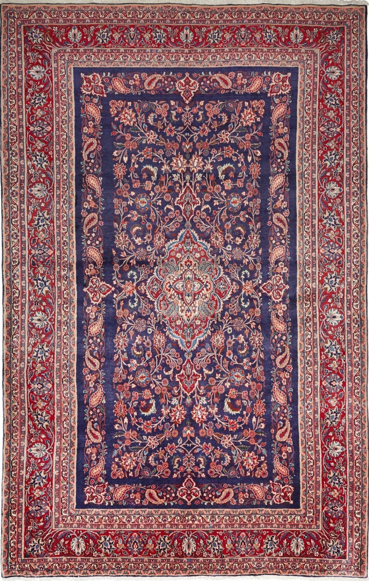 Hamadan Teppich 217 x 332 cm, Schurwolle, Herati-Muster, handgeknüpft