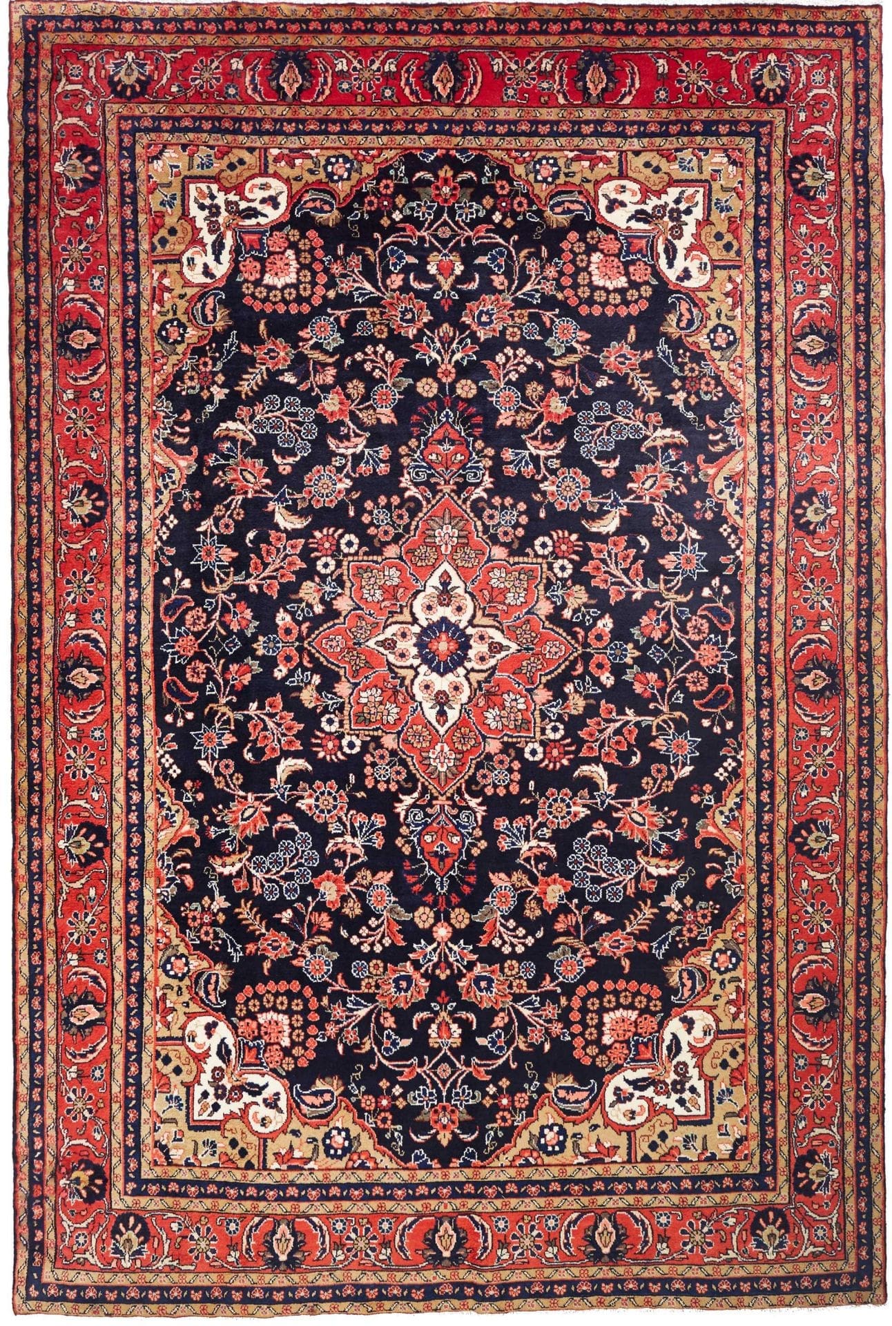 Hamadan Teppich 223 x 334cm, Schurwolle, Herati-Muster, handgeknüpft