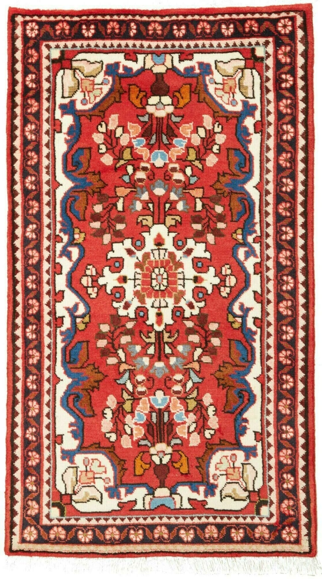 Hamadan Teppich 72 x 121 cm, Herati-Muster, Schurwolle, handgeknüpft
